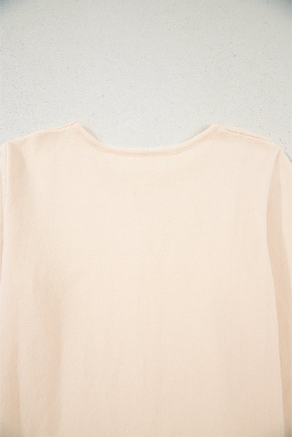 Beige Cable Texture Bohemian Ruffle Hem Patchwork Sweater
