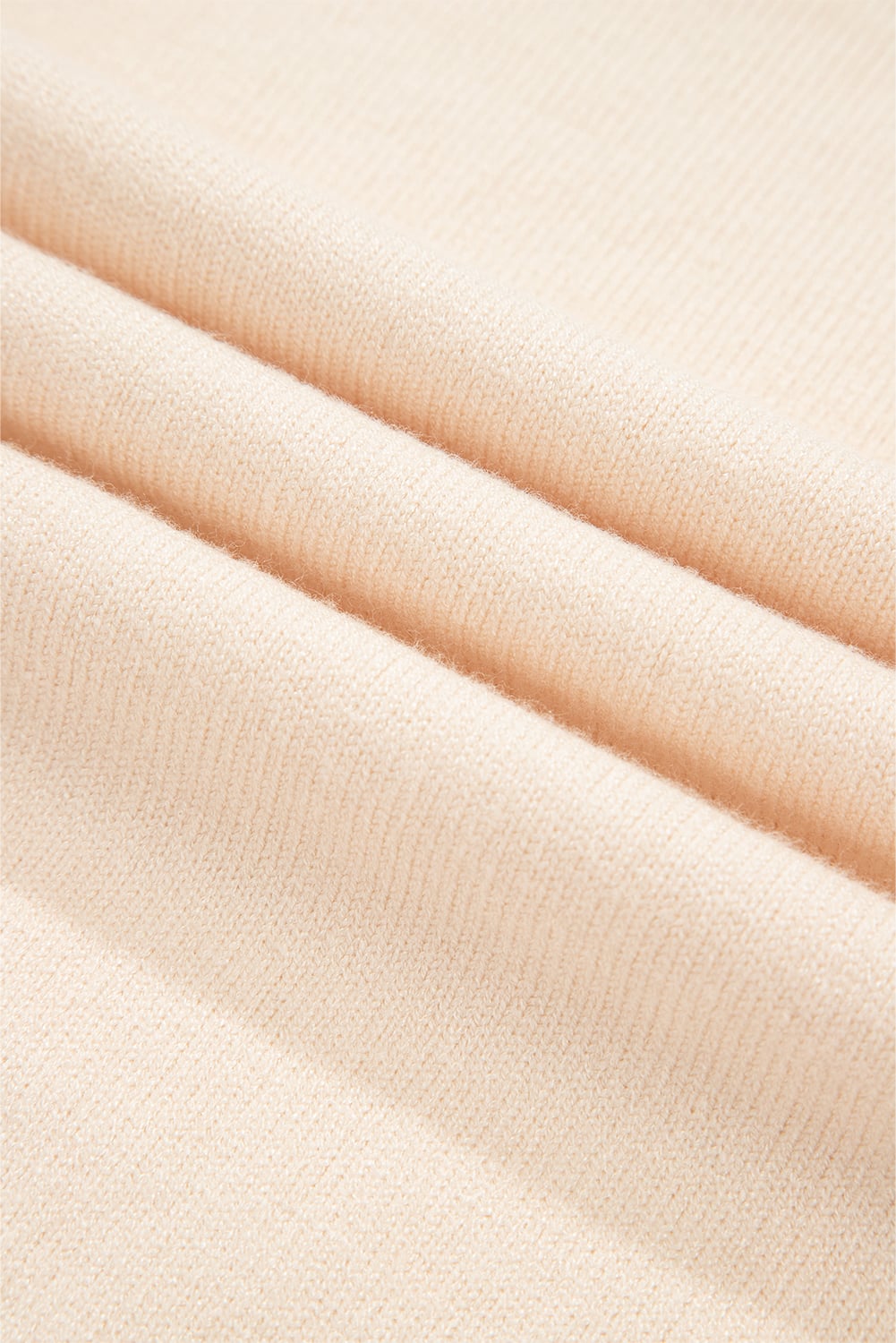 Beige Cable Texture Bohemian Ruffle Hem Patchwork Sweater