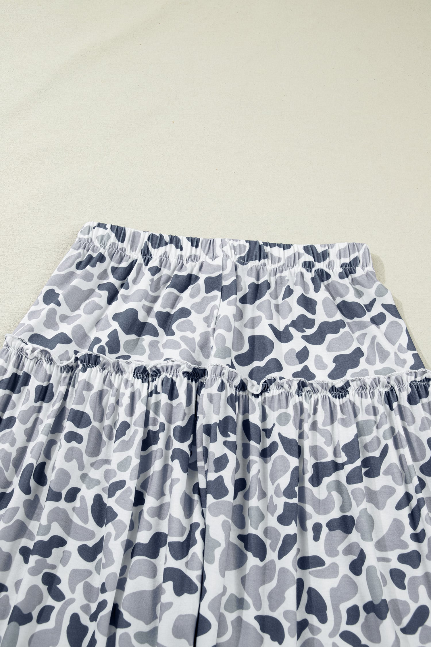 Beige Camo Print Wide Leg Casual Pants