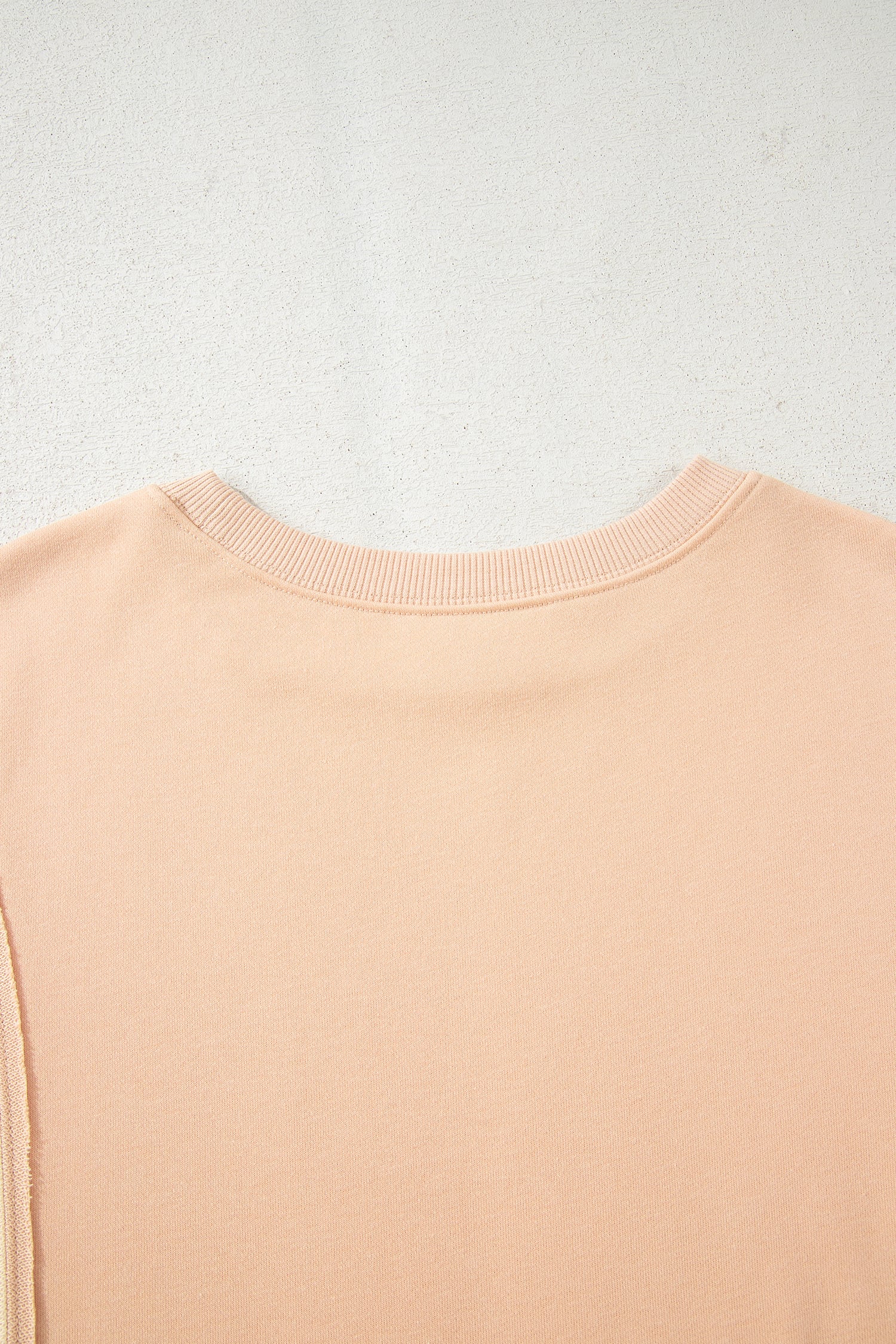 Beige Color Block Patchwork Split Hem Casual Sweatshirt