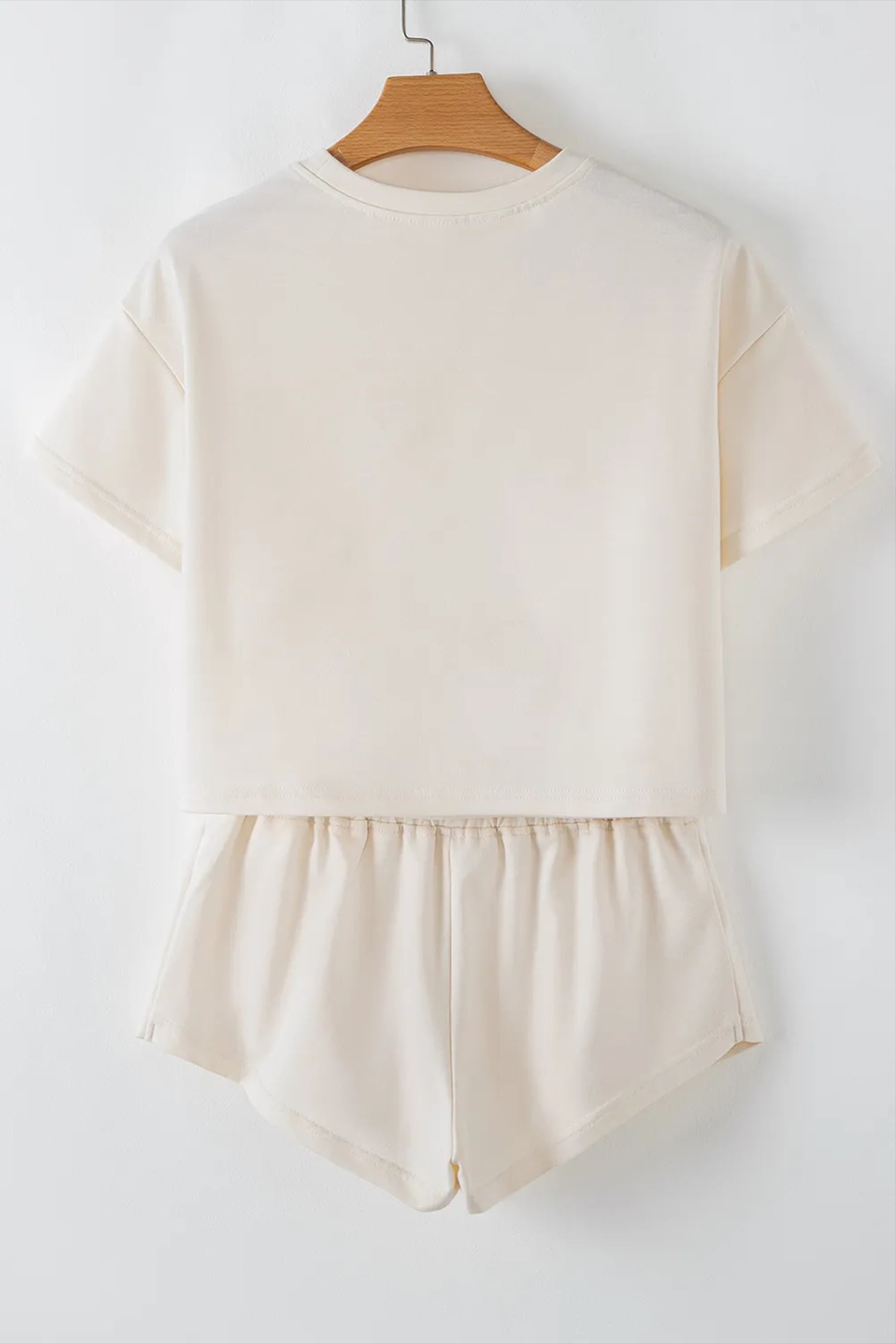Beige Colorful Sequin Shells Cropped Tee High Waist Skort Set
