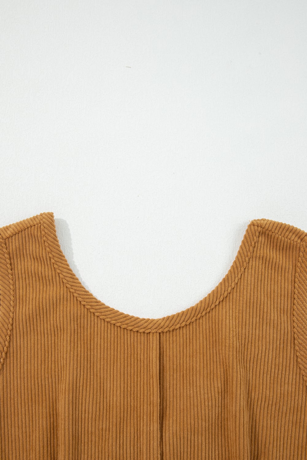 Beige Corduroy Sleeveless Mini Dress With Patched Pockets