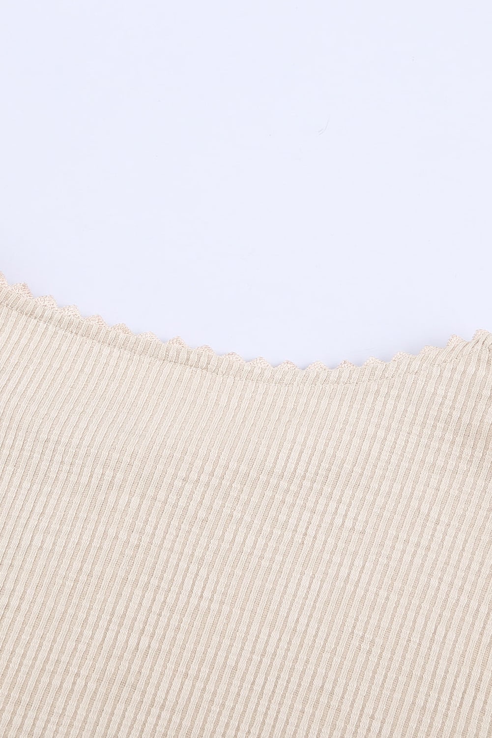 Beige Crochet Lace Hem Sleeve Button Top