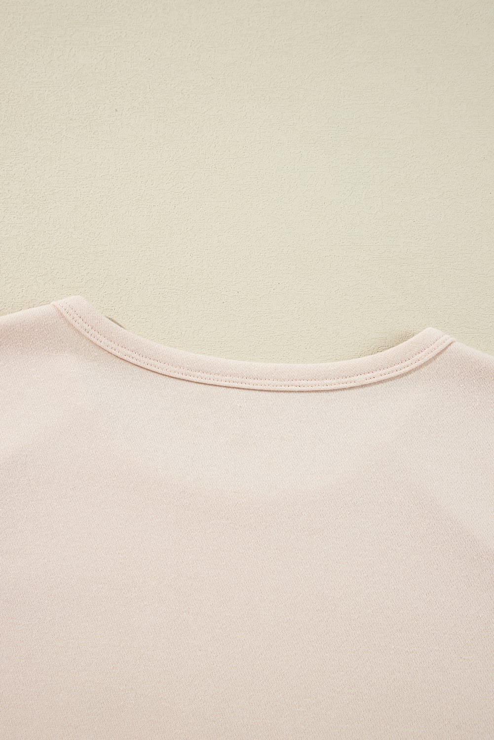 Beige Flower Patch Graphic Exposed Seam Wide Sleeve Top