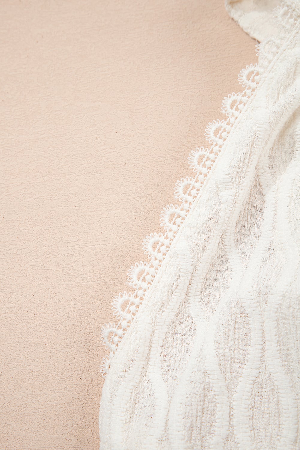 Beige Frenchy Lace Trim Textured Halter Tank Top
