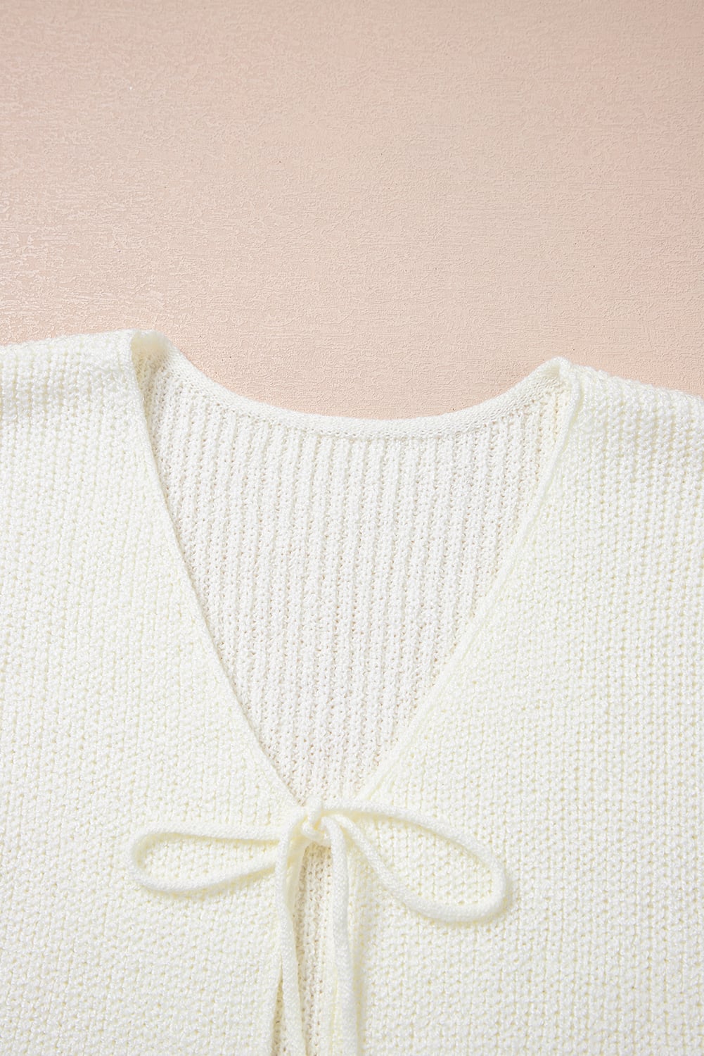 Beige Lace-up Front V Neck Sweater Vest