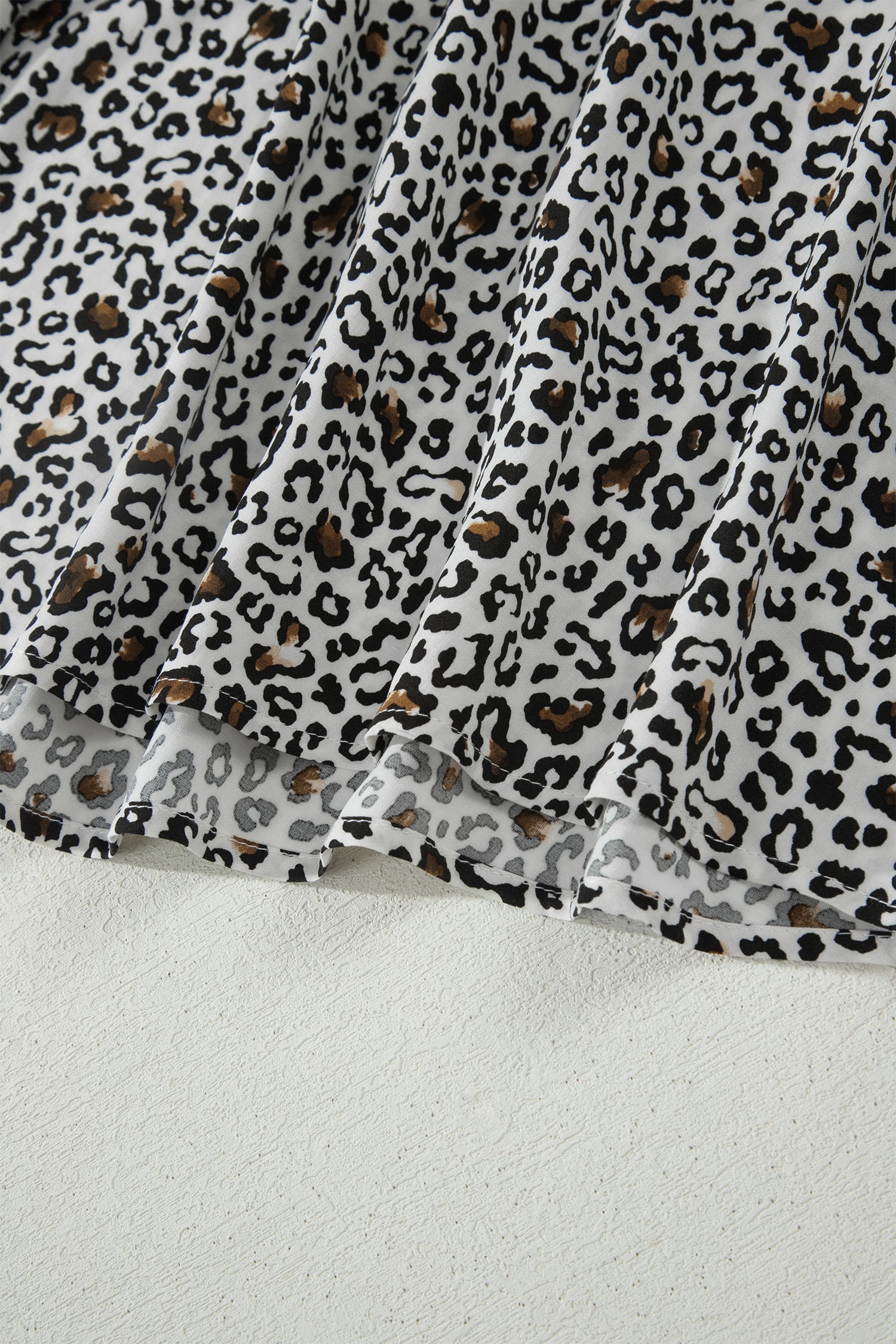 Beige Leopard Zip Front V Neck Cinched Waist Sleeveless Maxi Dress