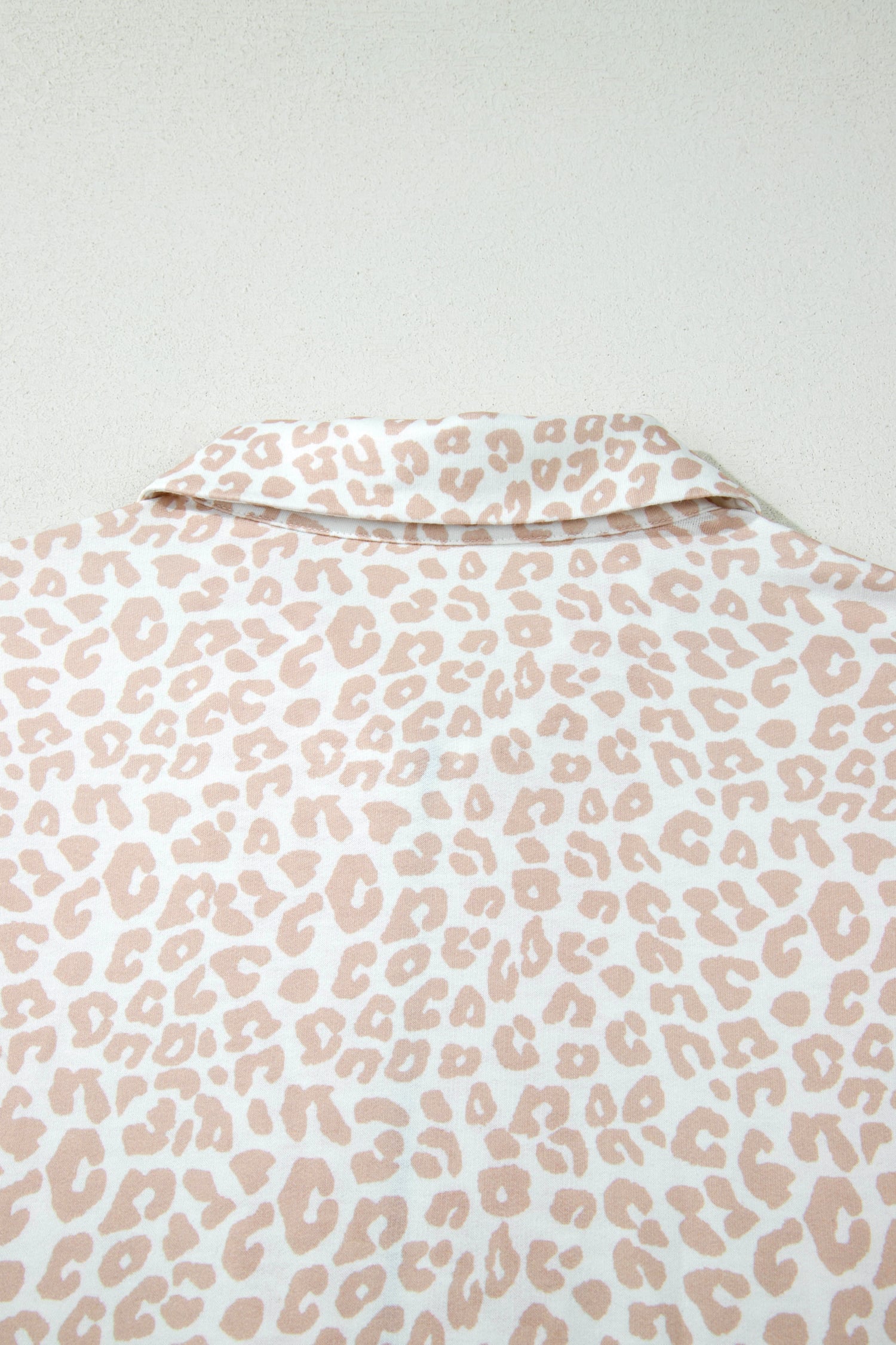Beige Leopard Zip Polo Top 2pcs Short Set