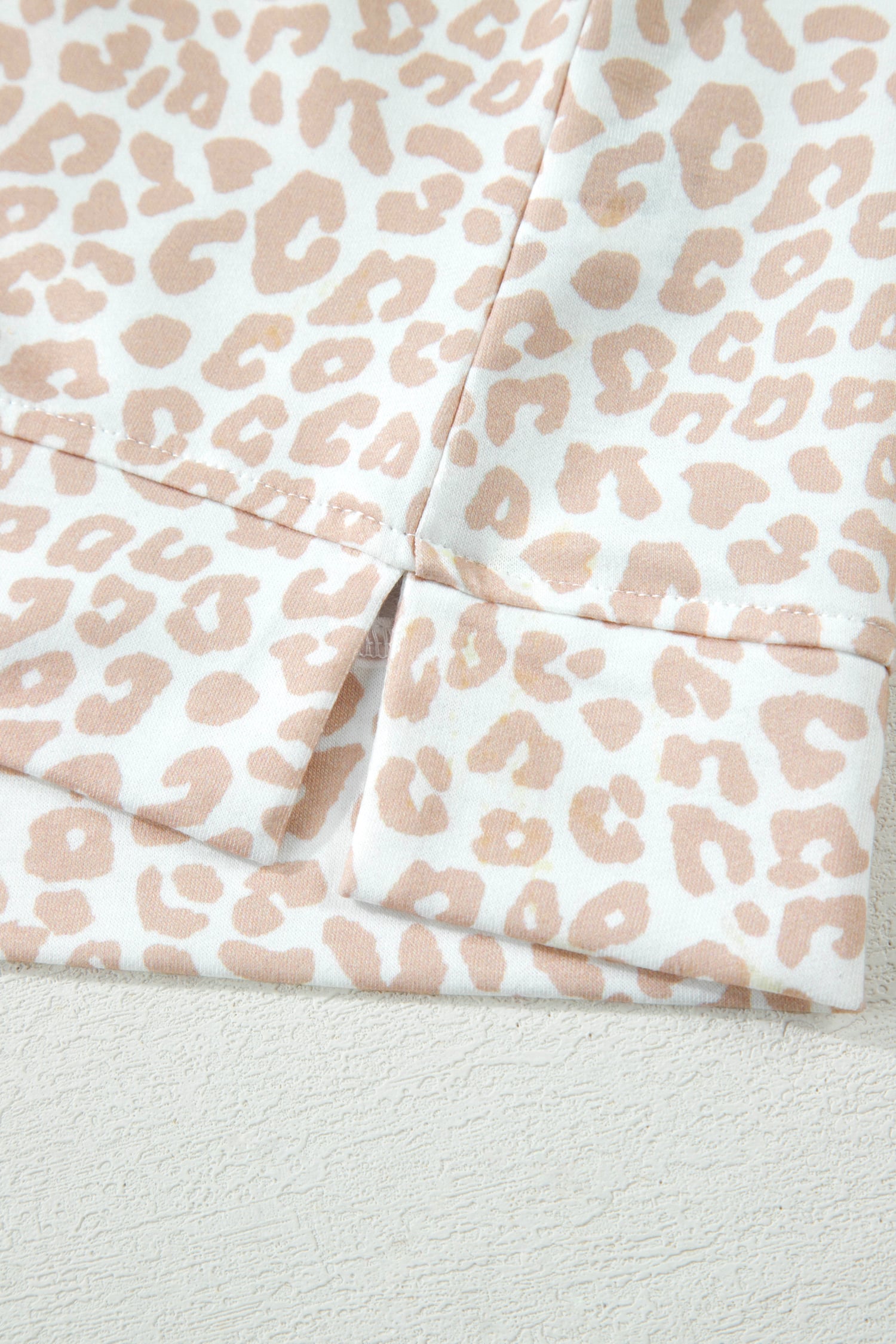 Beige Leopard Zip Polo Top 2pcs Short Set