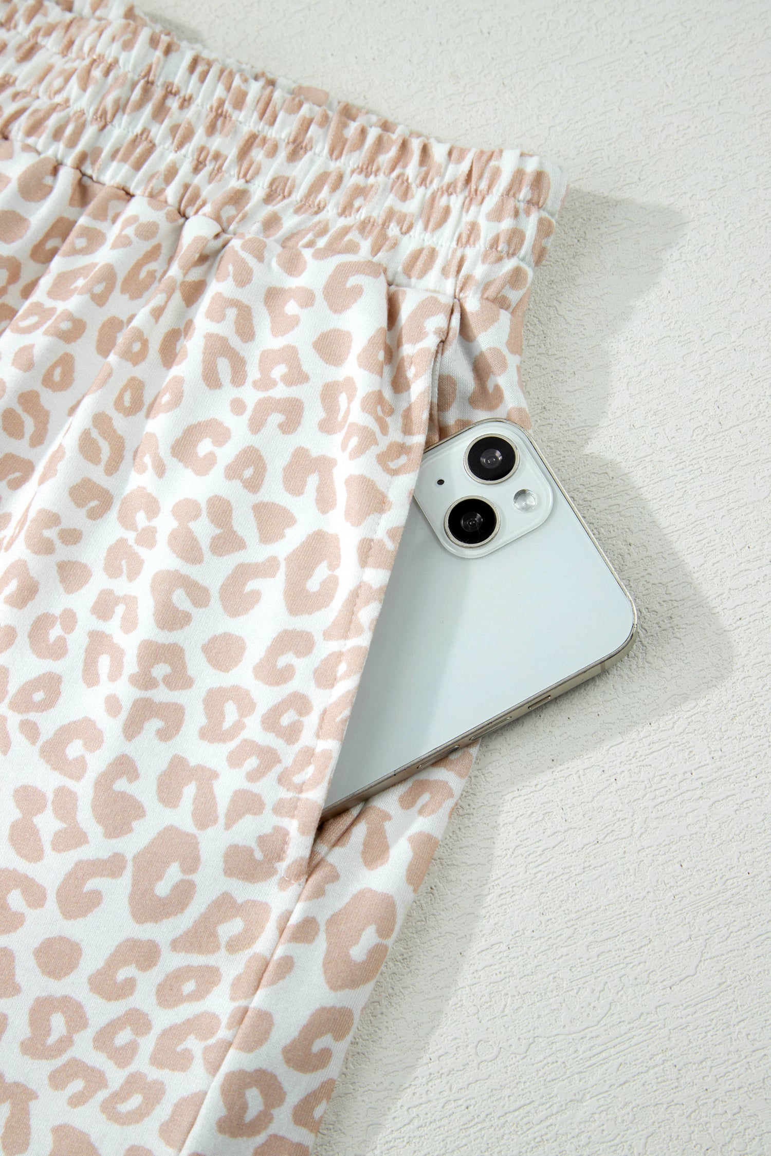 Beige Leopard Zip Polo Top 2pcs Short Set