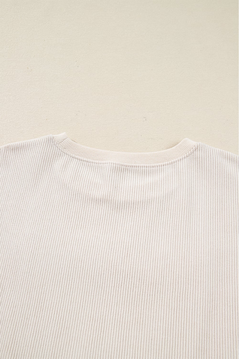 Beige merry little thing Corded Letter Graphic Ribbed Loose Sweatshirt