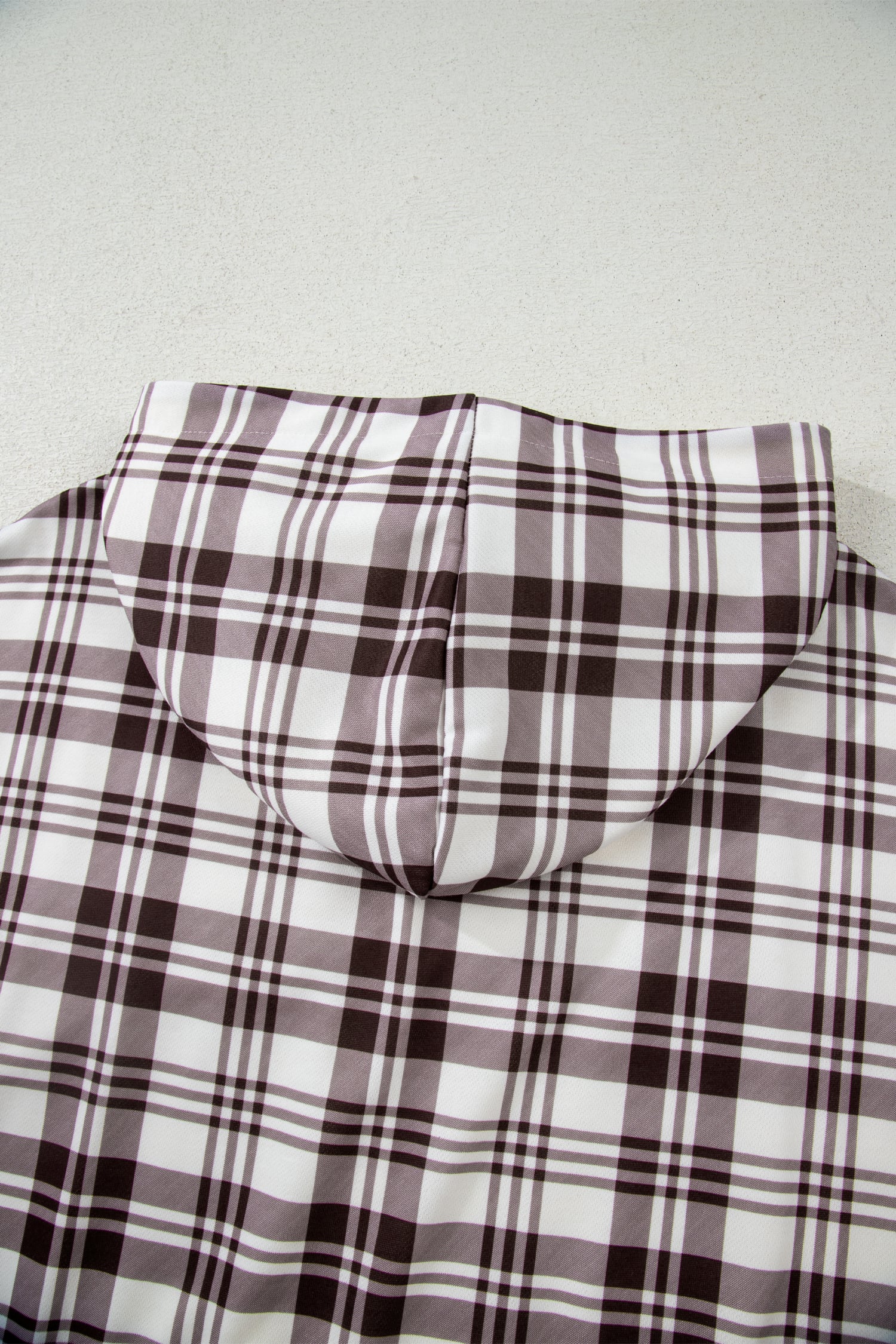 Beige Plaid Patchwork Side Slit Sweatshirt
