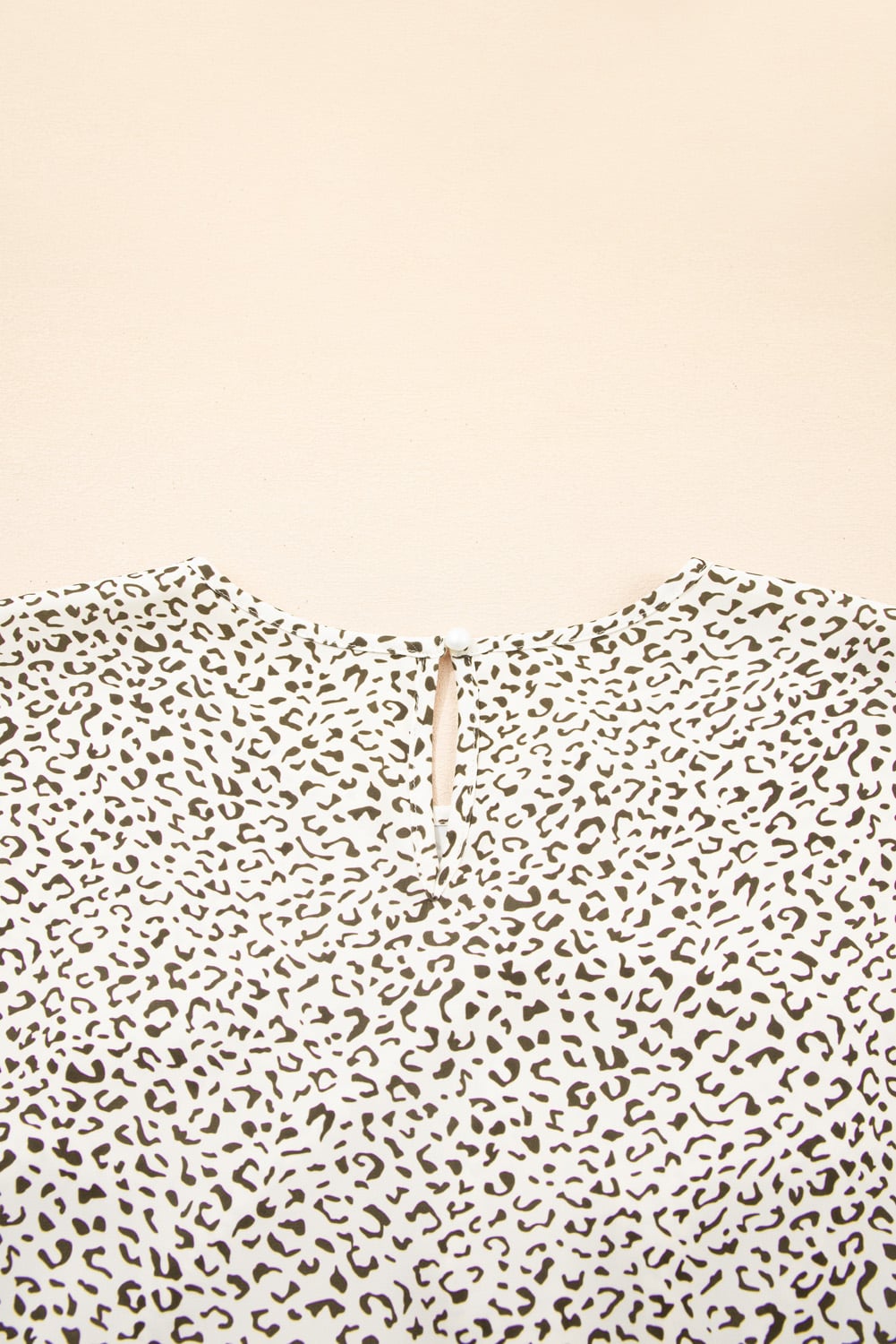 Beige Plus Size Leopard Print Frill Trim Short Sleeve Flared Dress