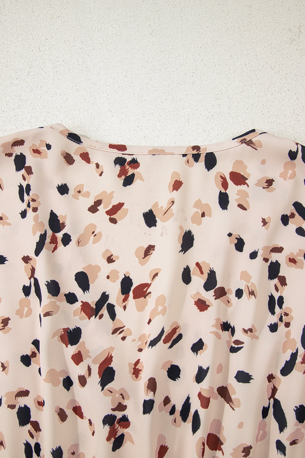 Beige Printed Surplice V Neck Cuffed Sleeve Empire Waist Plus Size Dress