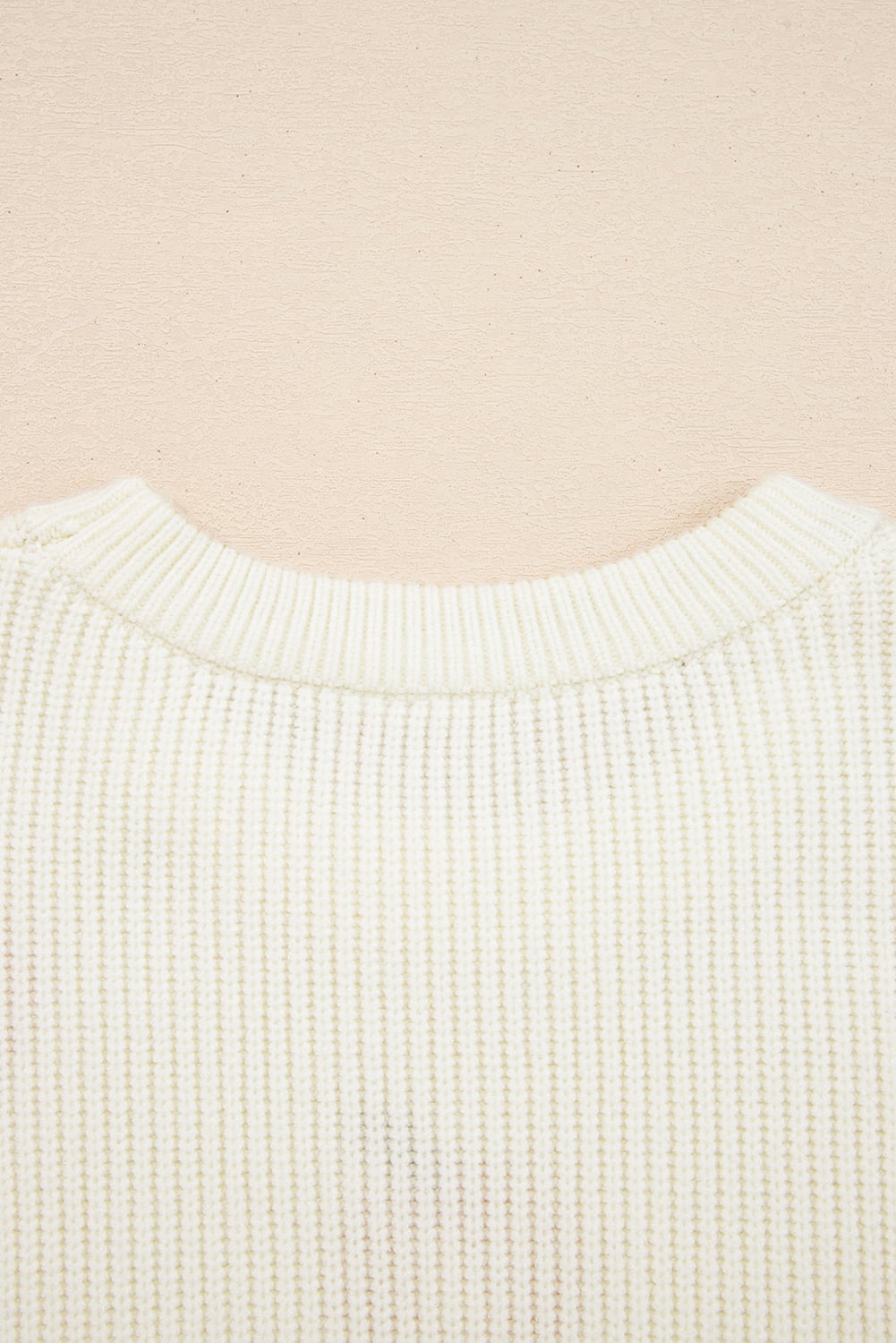 Beige Pumpkin Embroidered Ribbed Thanksgiving Halloween Holiday Sweater
