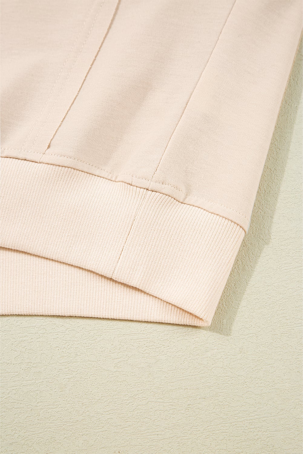 Beige Raw Edge Flower Patch Drop Shoulder Casual Top