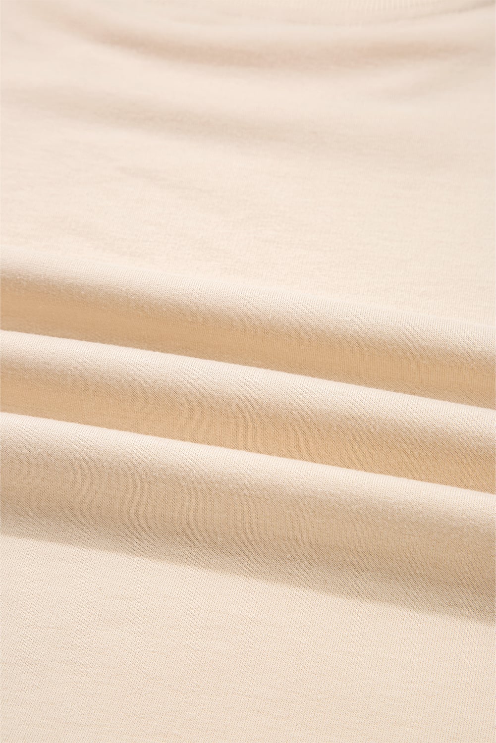 Beige Raw Edge Flower Patch Drop Shoulder Casual Top