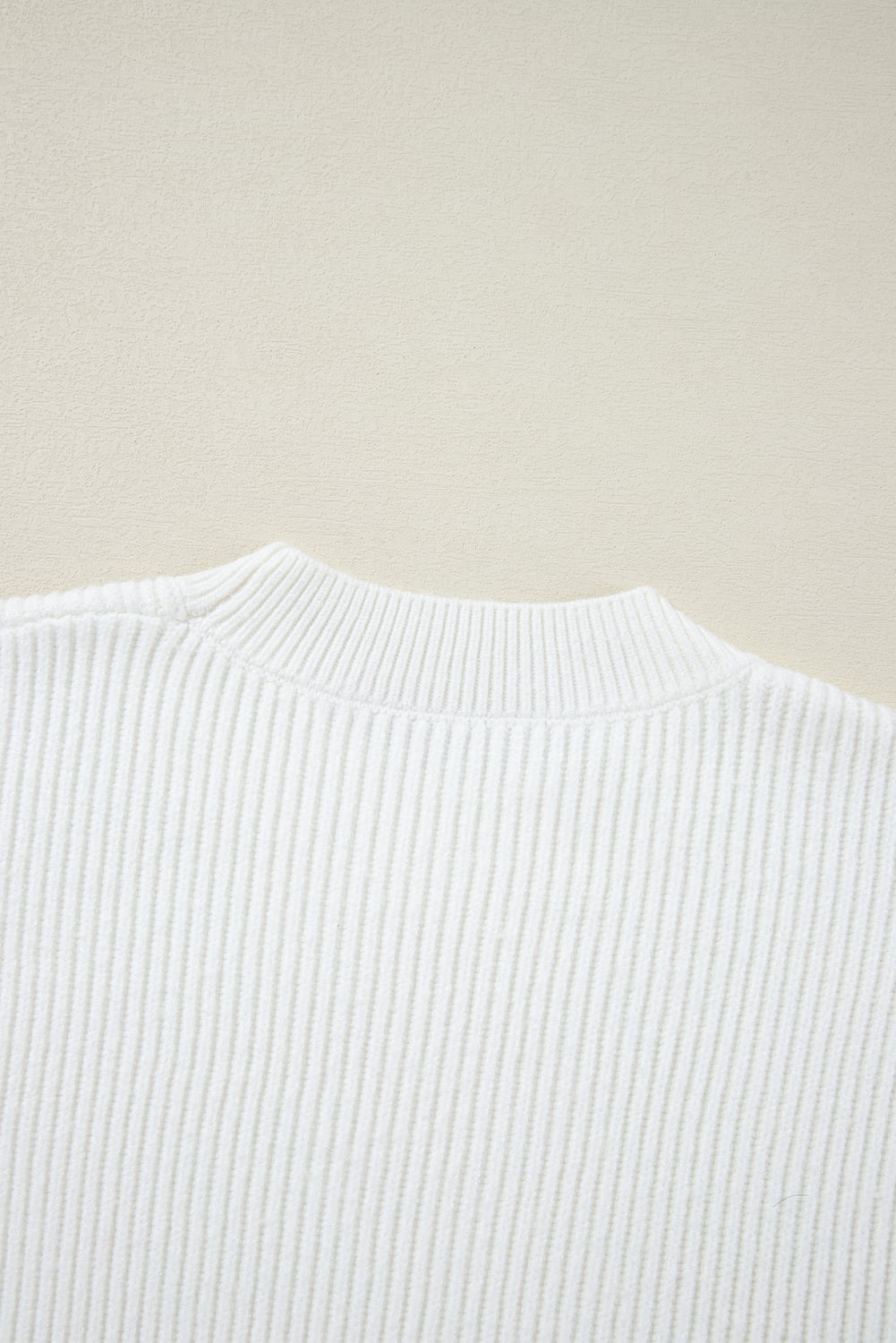 Beige Sequin Heart Shape Waffle Knit Round Neck Sweater