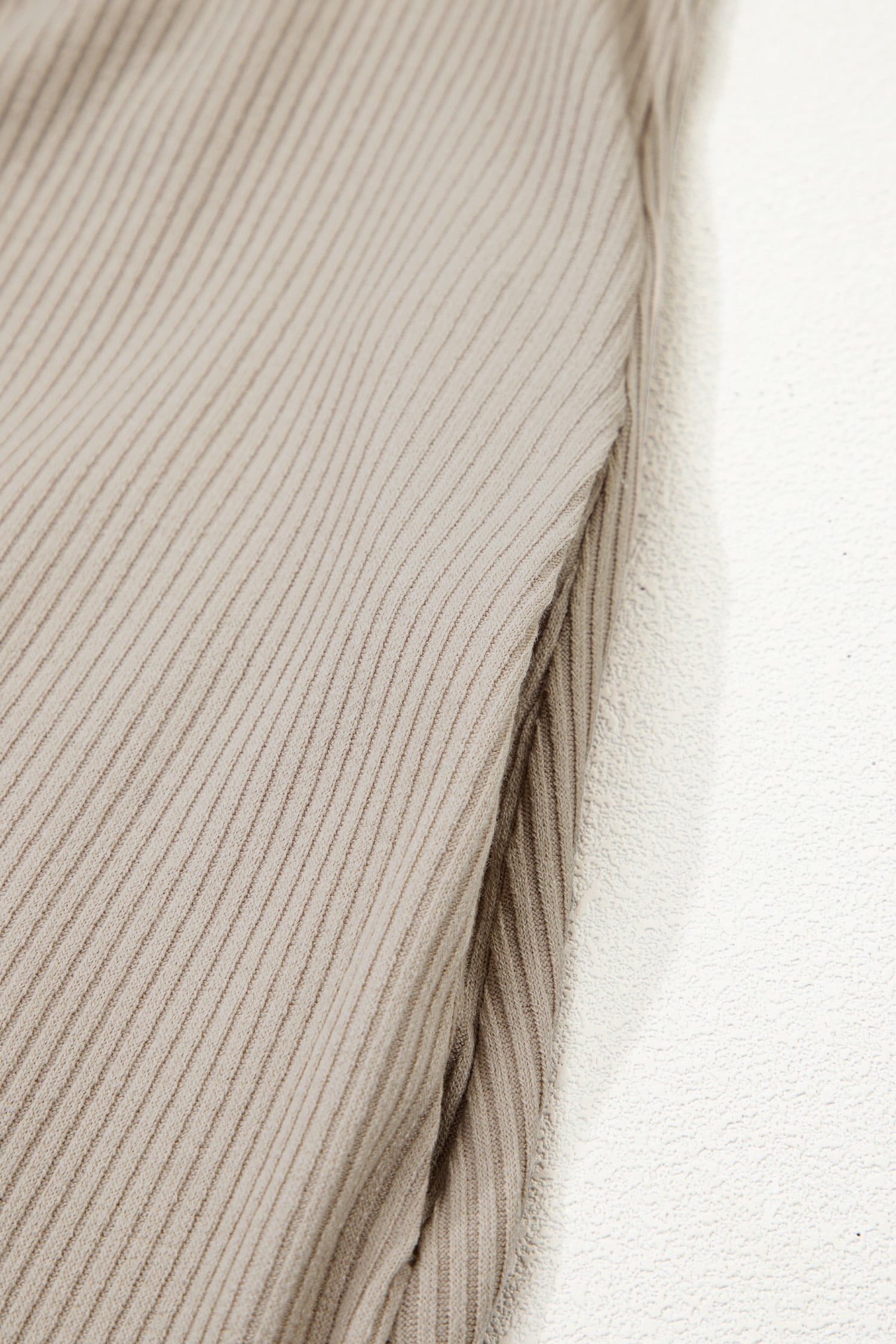 Beige Short Sleeve Ribbed Knit Denim Patchwork Polo Collar Dress