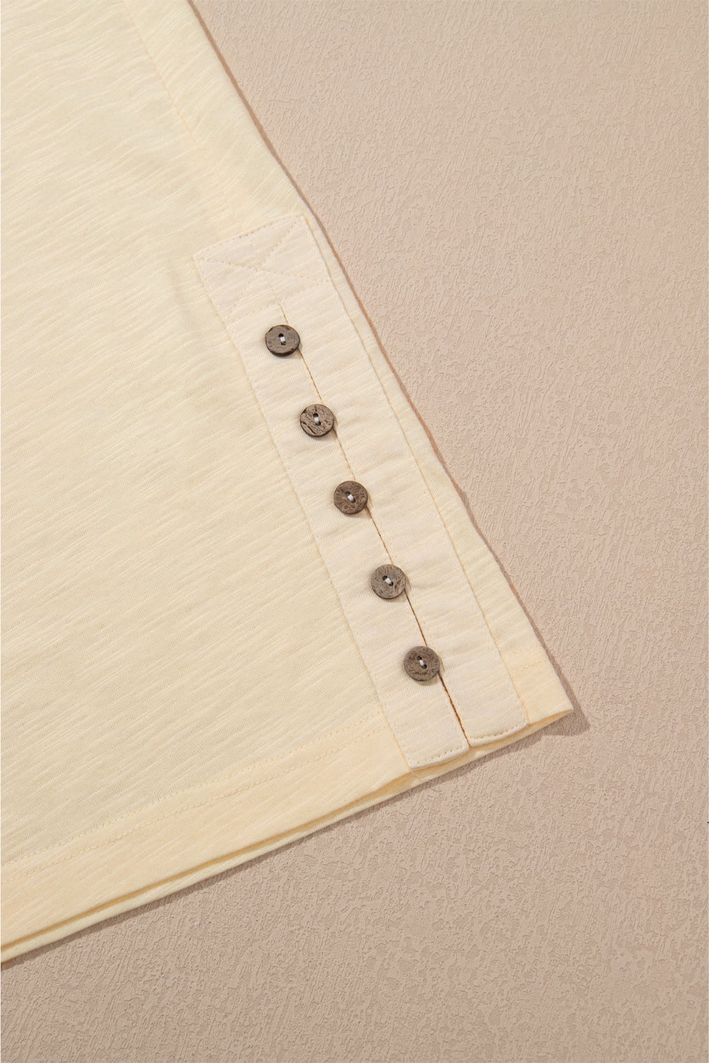 Beige Solid Color Tank Top and Smocked Waist Pants Set