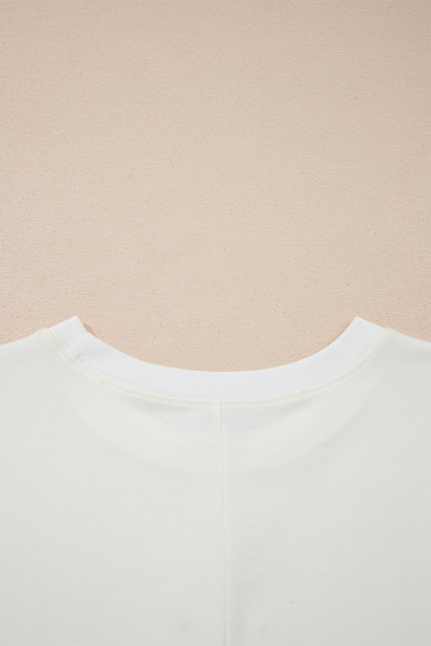 Beige Star Print Stud Detail Cotton Jersey Top