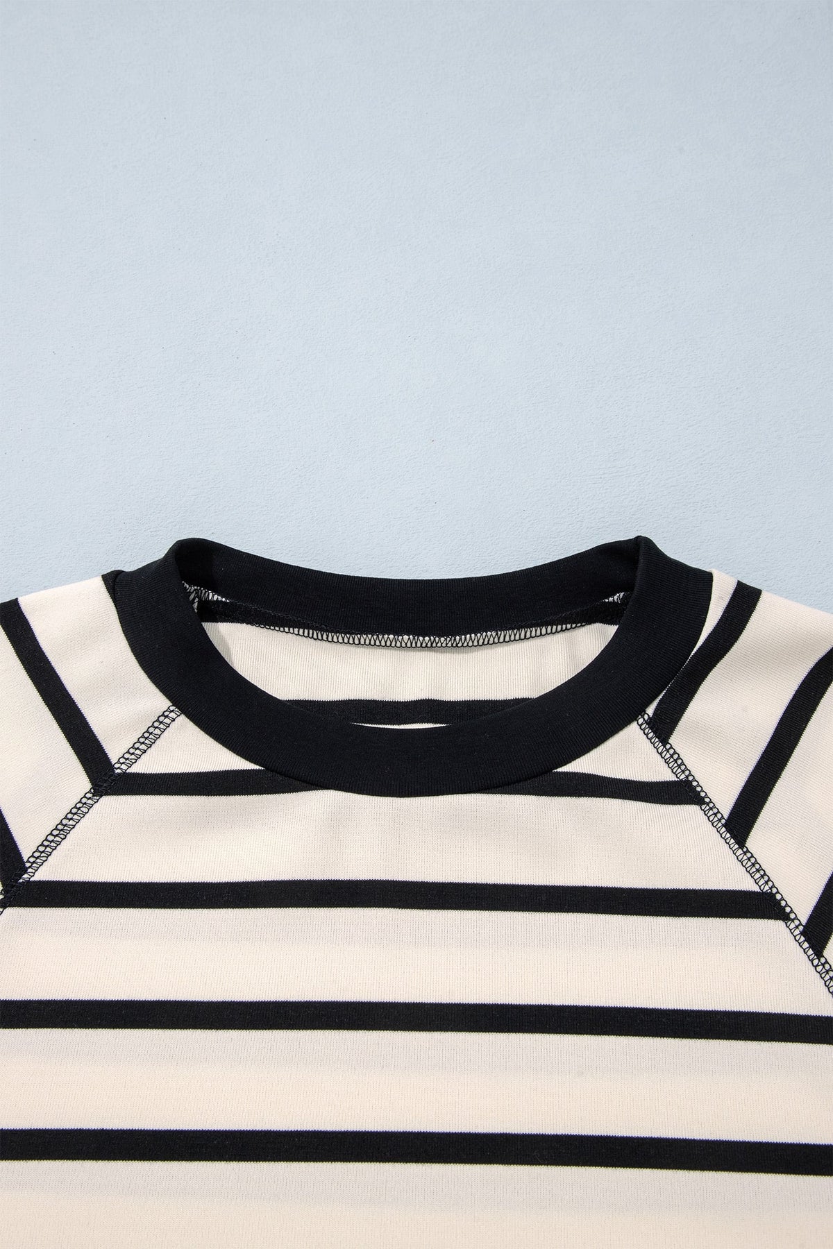 Beige Stripe Relaxed Long Sleeve Top Color Block Detail Drawstring Pant Set