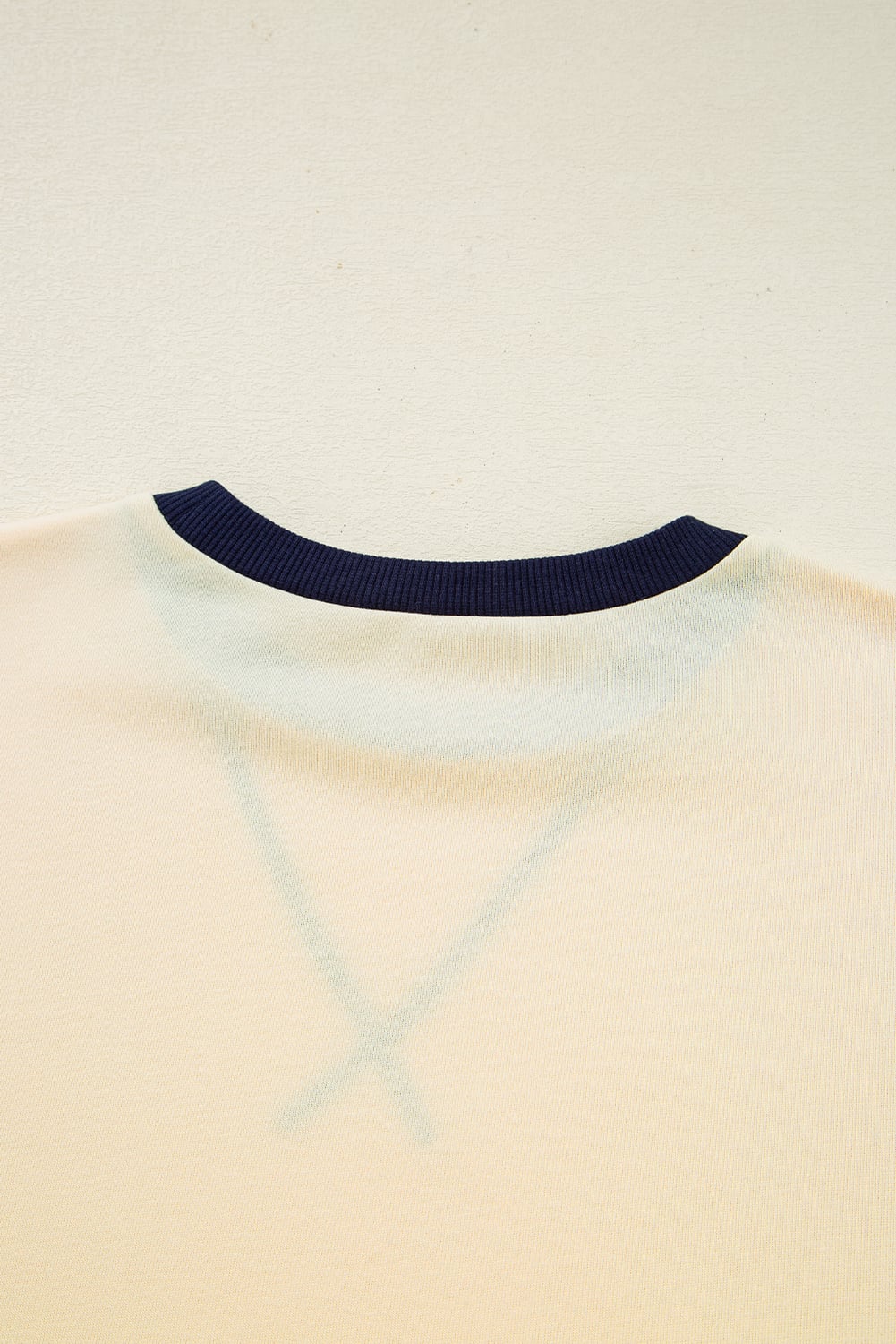 Beige Striped Patchwork Long Sleeve Round Neck Two-in-one Top