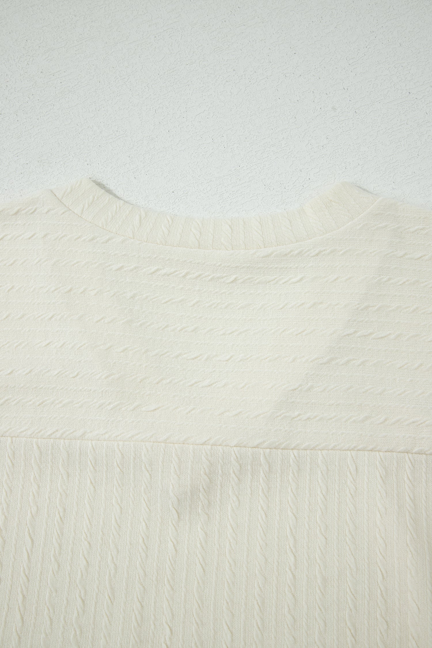 Beige Twisted Texture Knit V Neck T Shirt