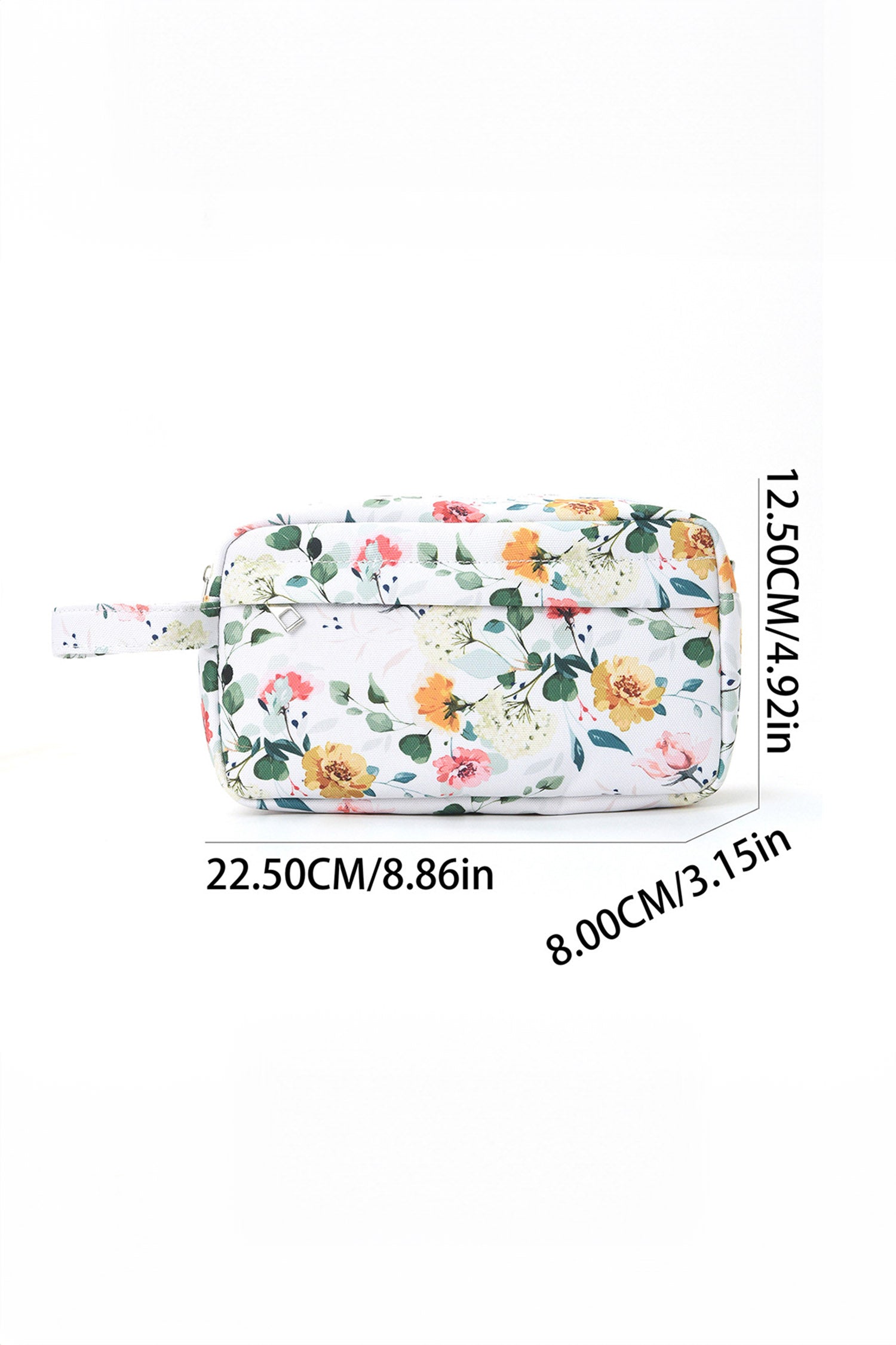 Fiery Red Floral Canvas Durable Zipper Cosmetic Bag for Travel Storage