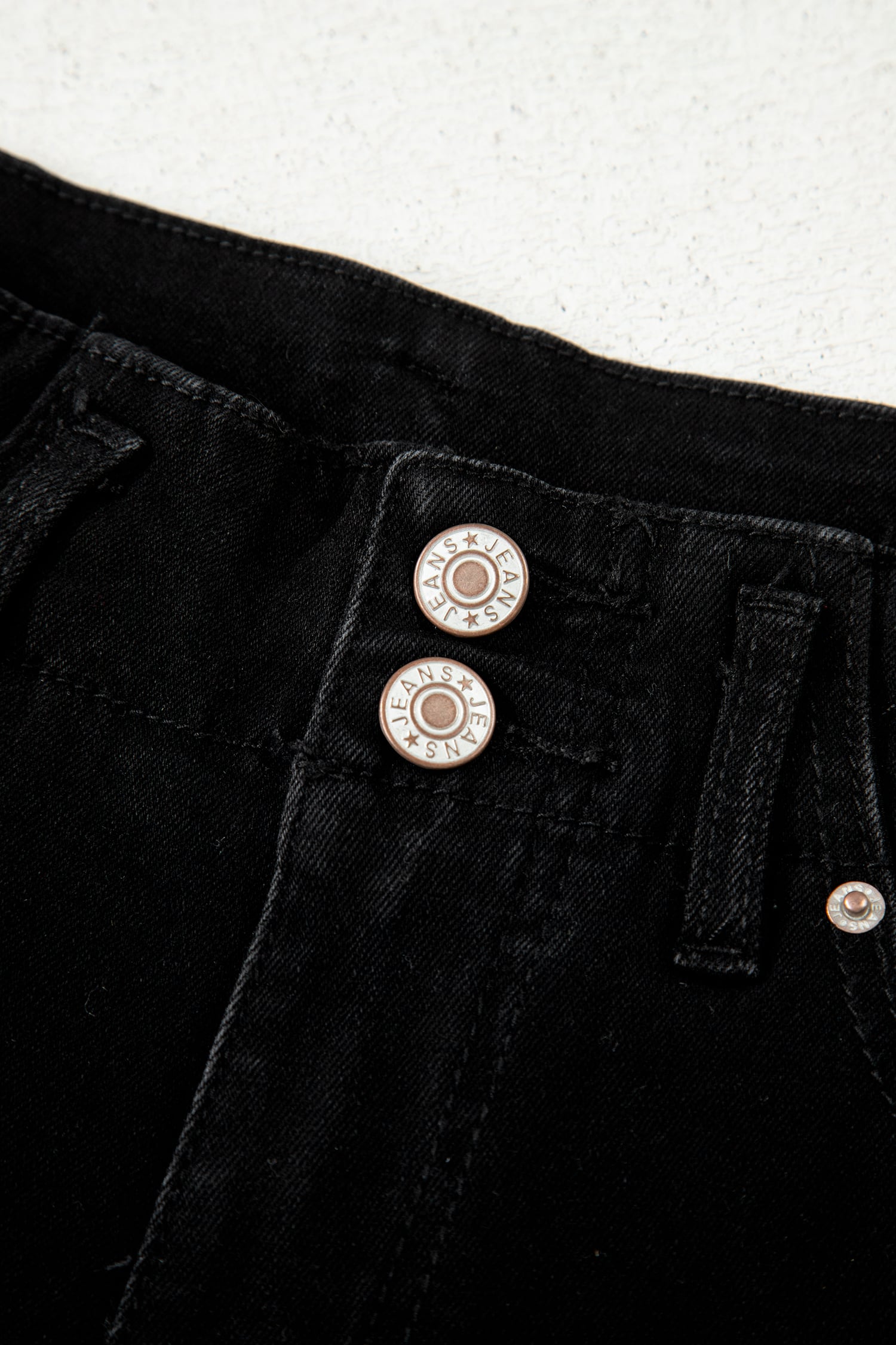 Black 2-Button High Waist Wide Leg Jeans