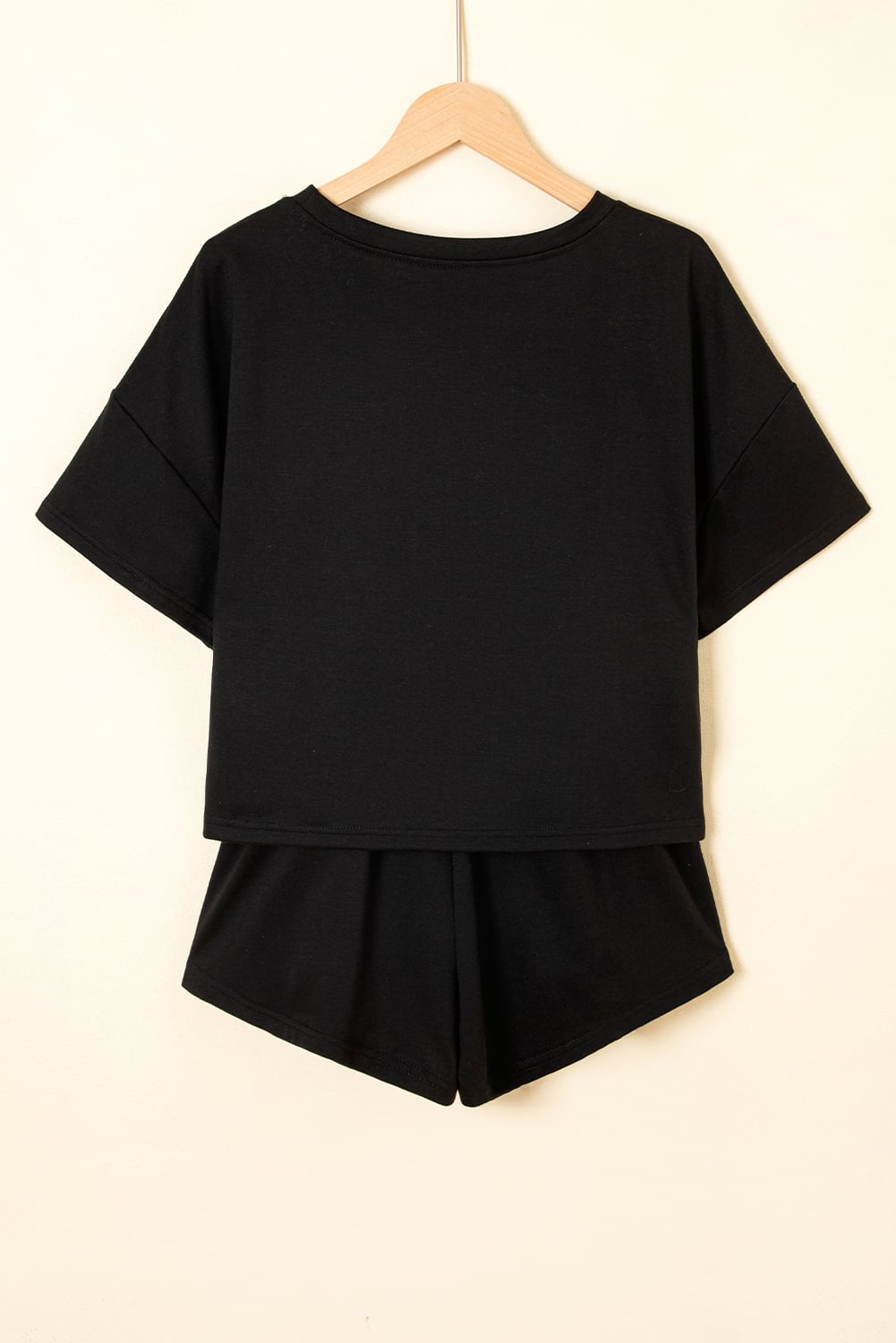 Black 2pcs Cropped Tee and Ruffle High Waist Skort Set