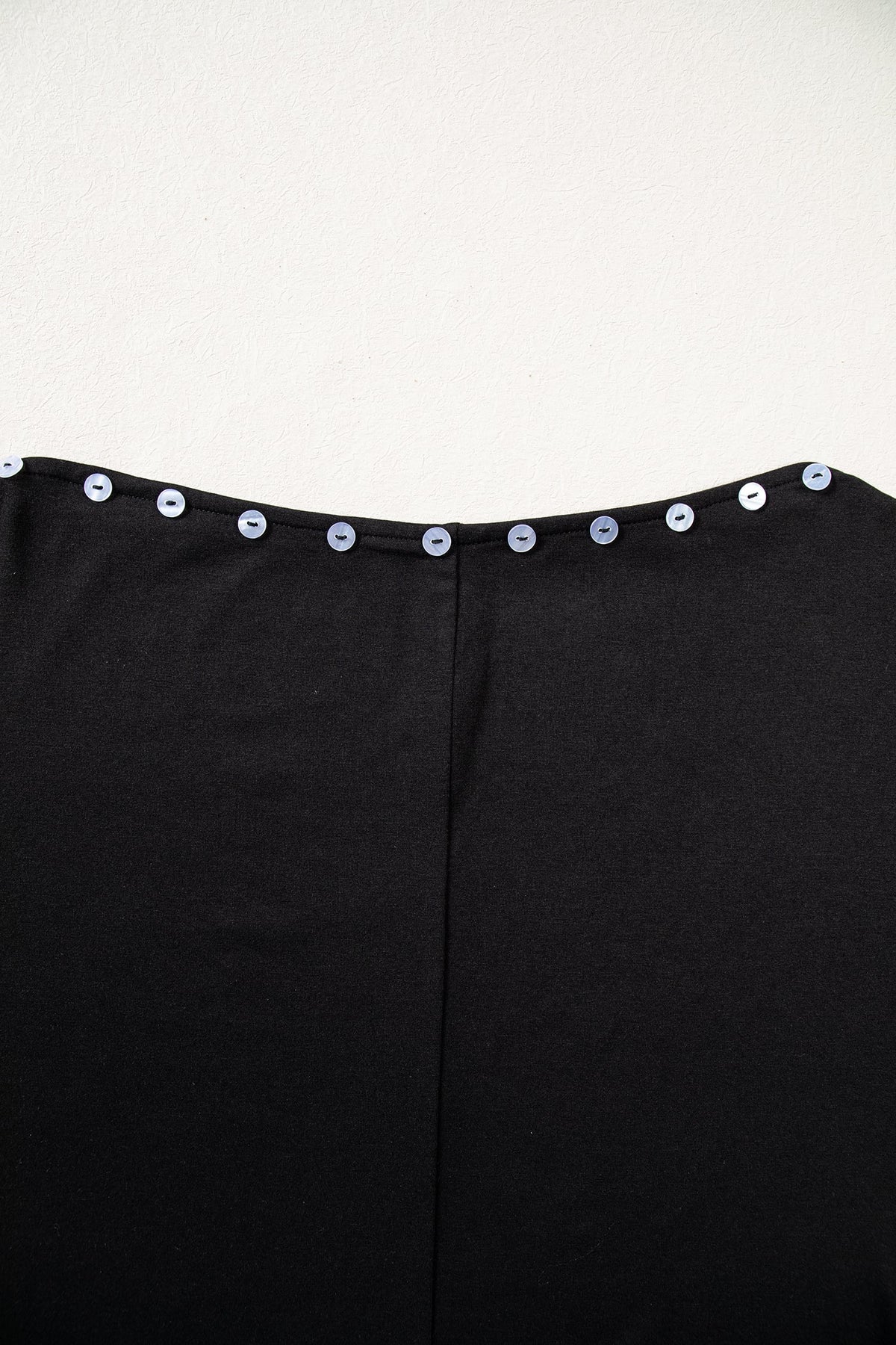Black 3/4 Sleeve Button Detail Off Shoulder Top