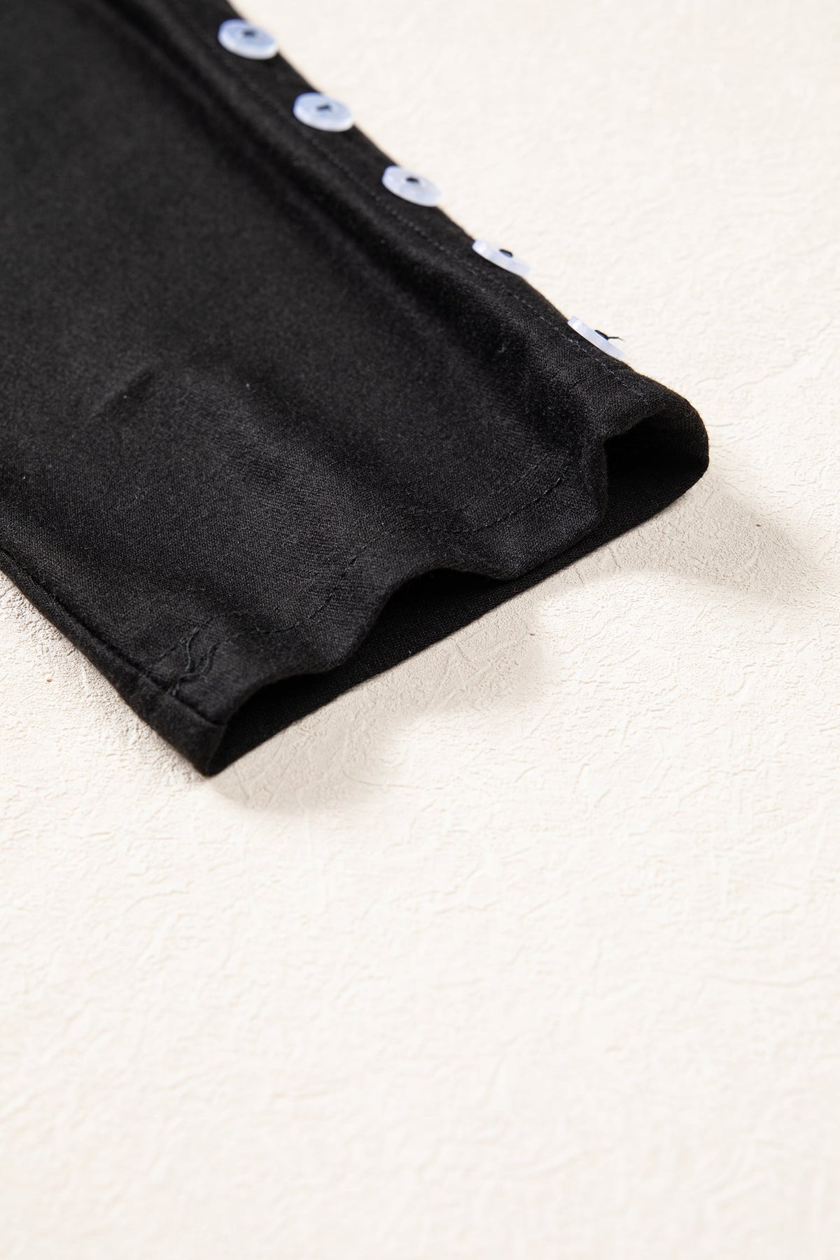 Black 3/4 Sleeve Button Detail Off Shoulder Top
