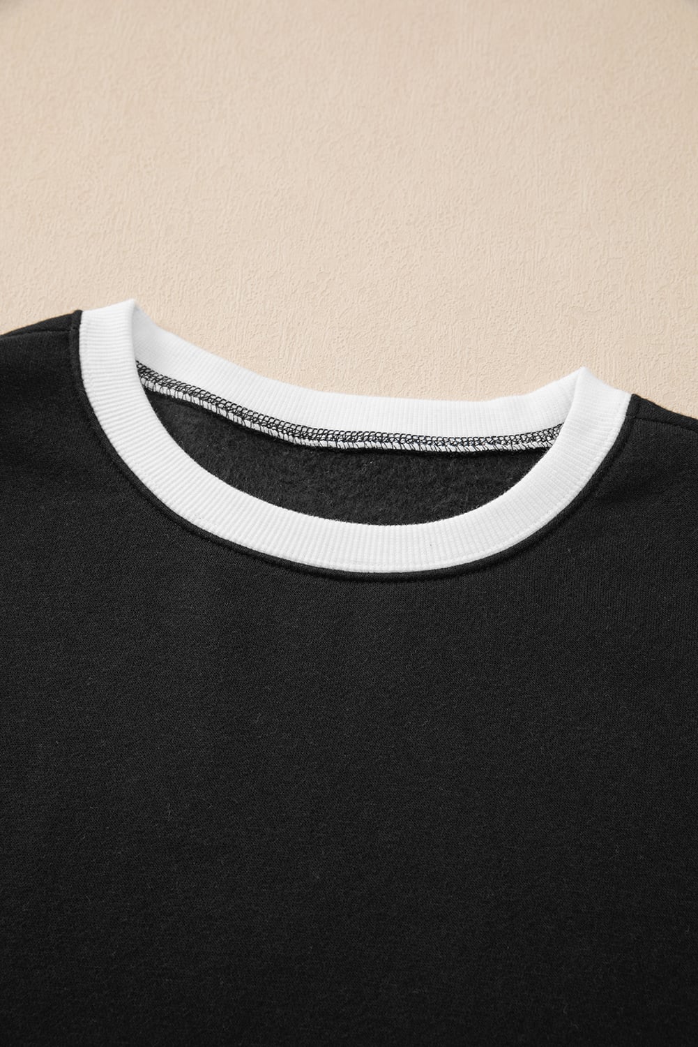 Black Drop Shoulder Loose Sweatshirt and Joggers Active Set
