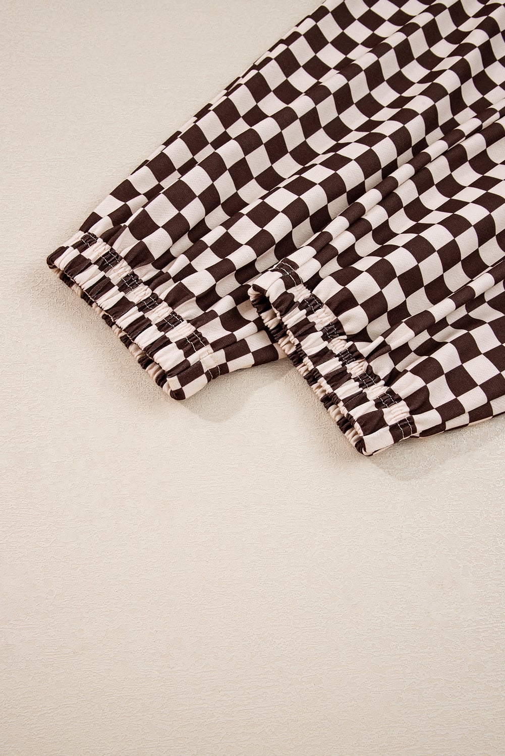 Black Athleisure Checkered 2pcs Pants Set