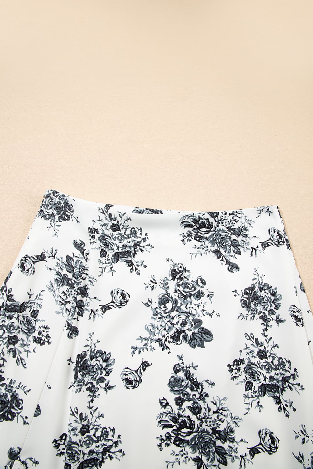Black Boho Floral High Waist Ruffle Split Maxi Skirt