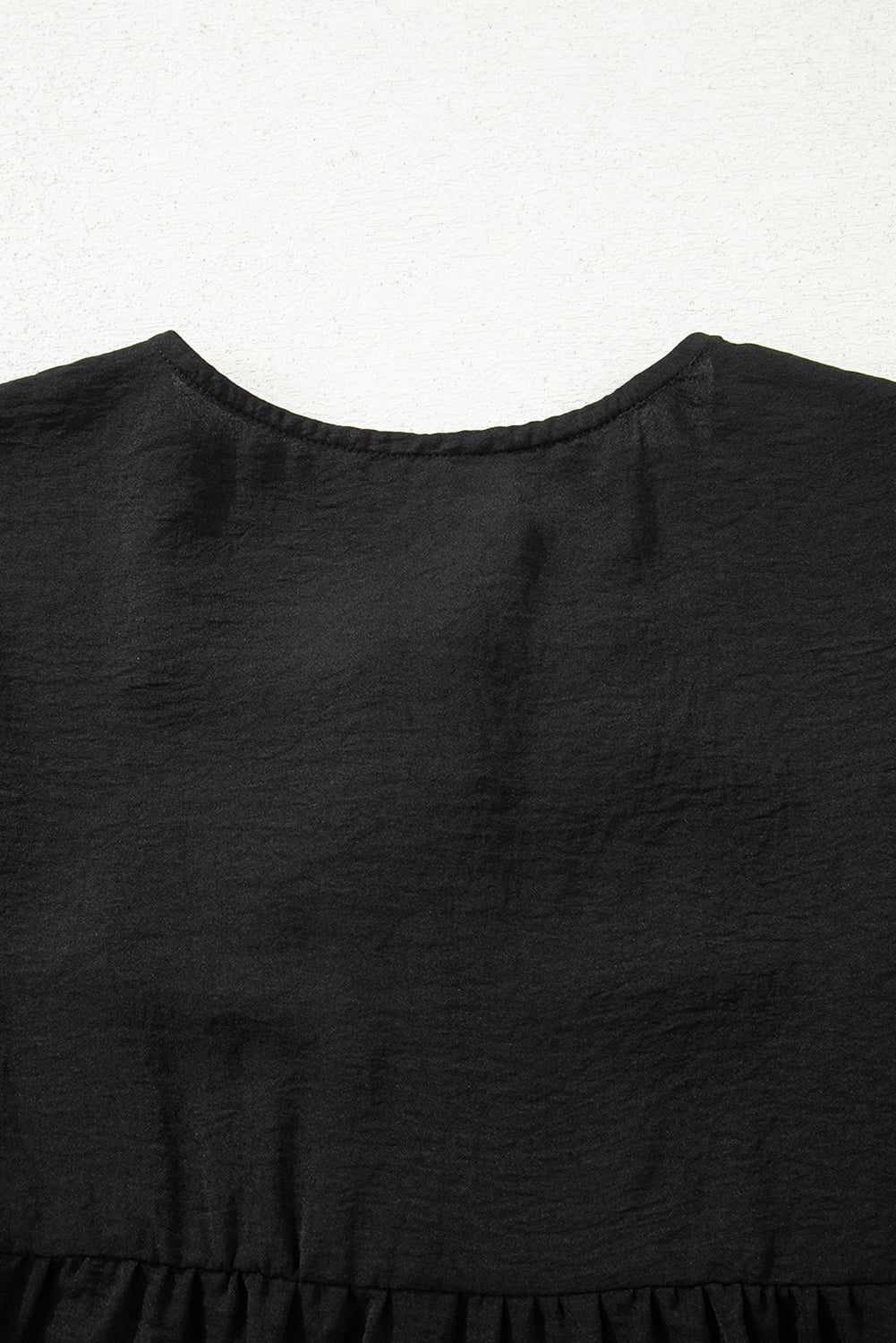 Black Bow Tie Neck 3/4 Sleeve Casual Blouse