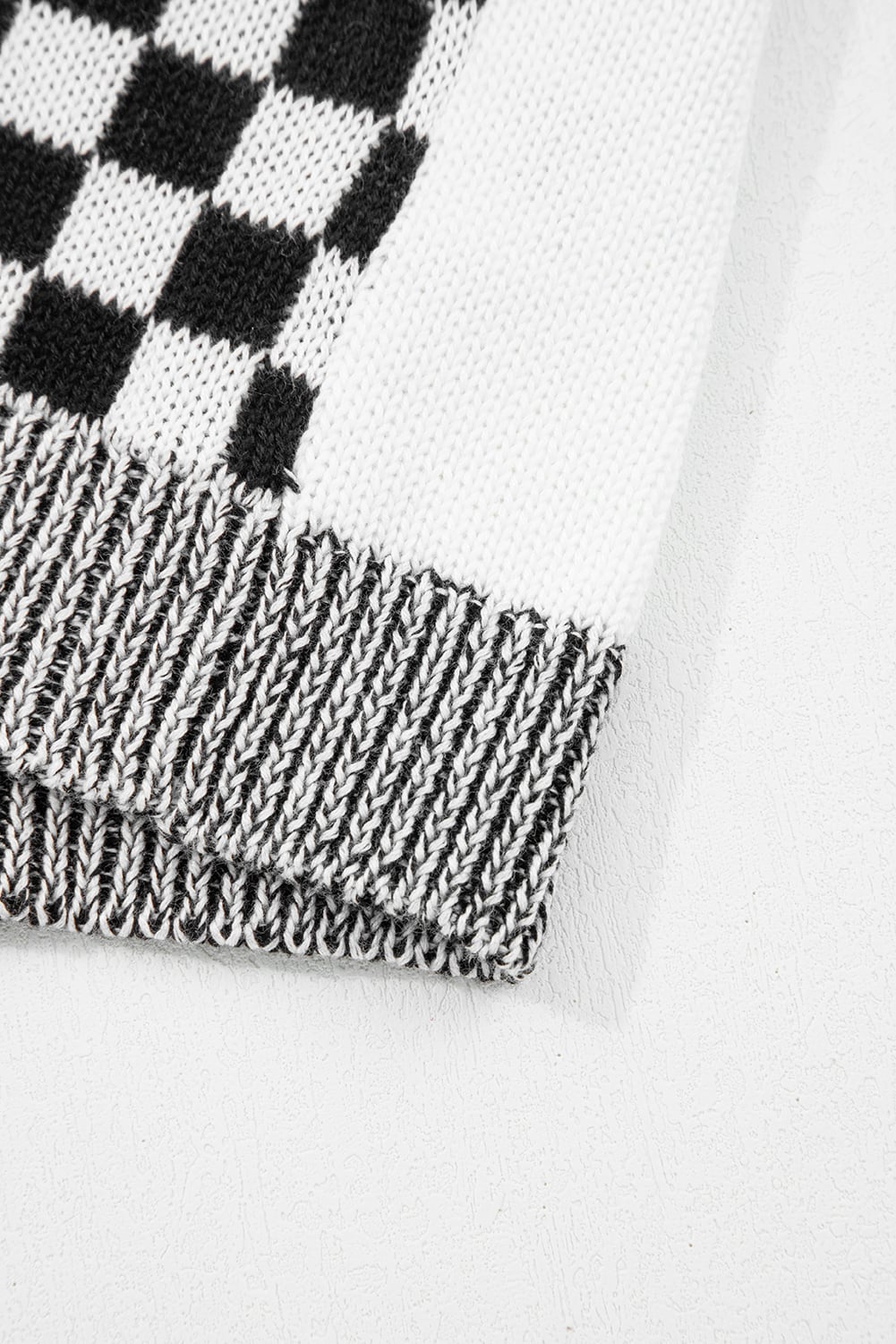 Black Checkered Open Front Drop Shoulder Cardigan