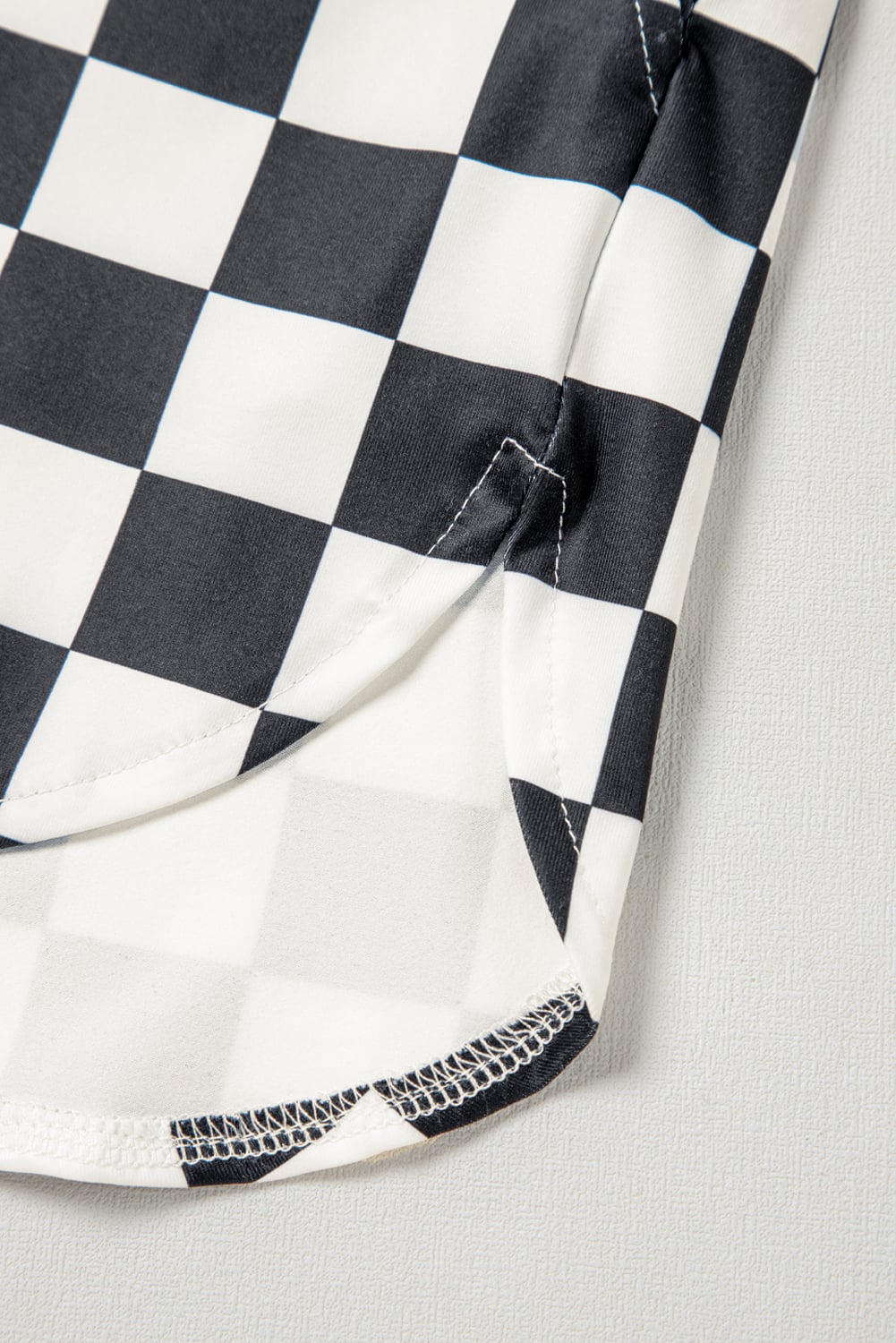 Black Checkered Print High Waist Casual Shorts