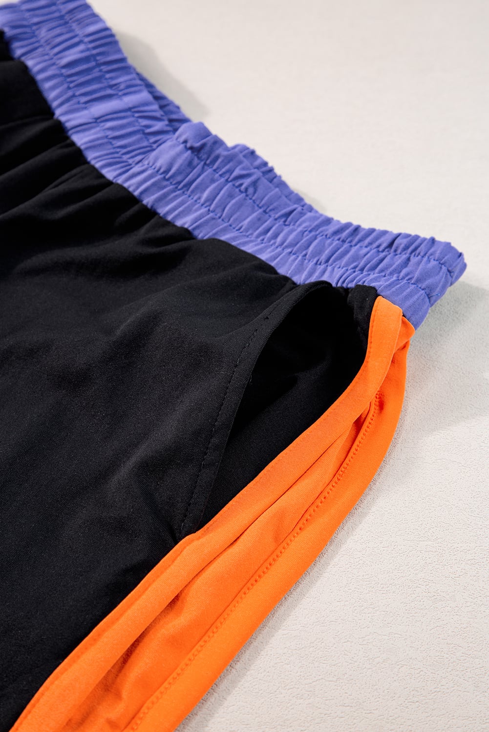 Black Color Block Detail Casual Two-piece Outfit