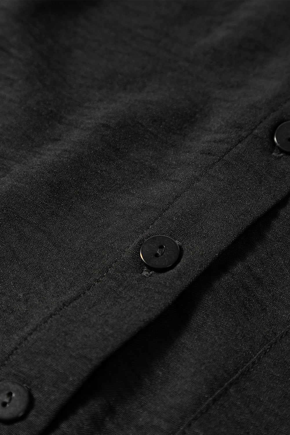 Black Pure Color Patch Pocket Shirt