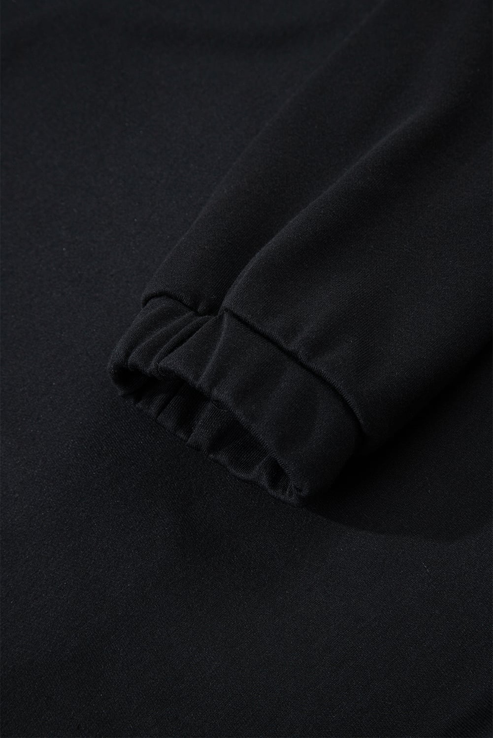 Black Color Block Patchwork Half Button Pullover and Shorts 2pcs Outfit