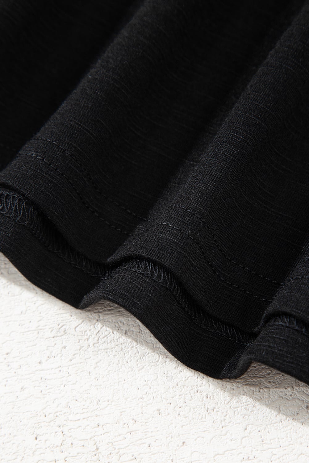 Black Colorful Shirred Yoke Notched V Neck Tank Top