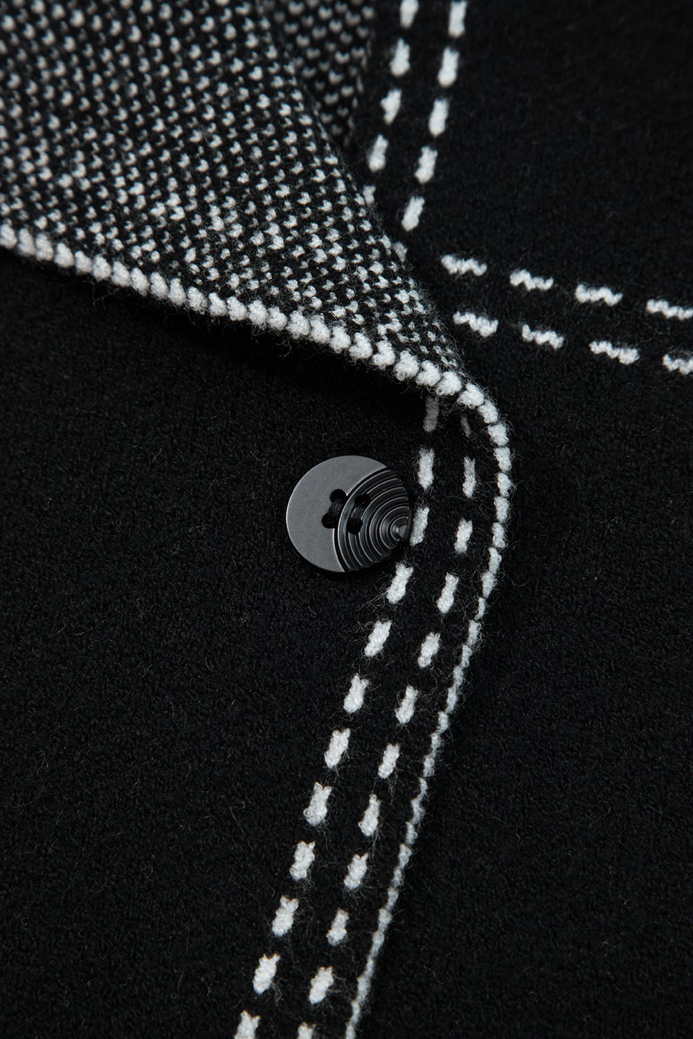 Black Contrast Trim Button up Sweater Cardigan