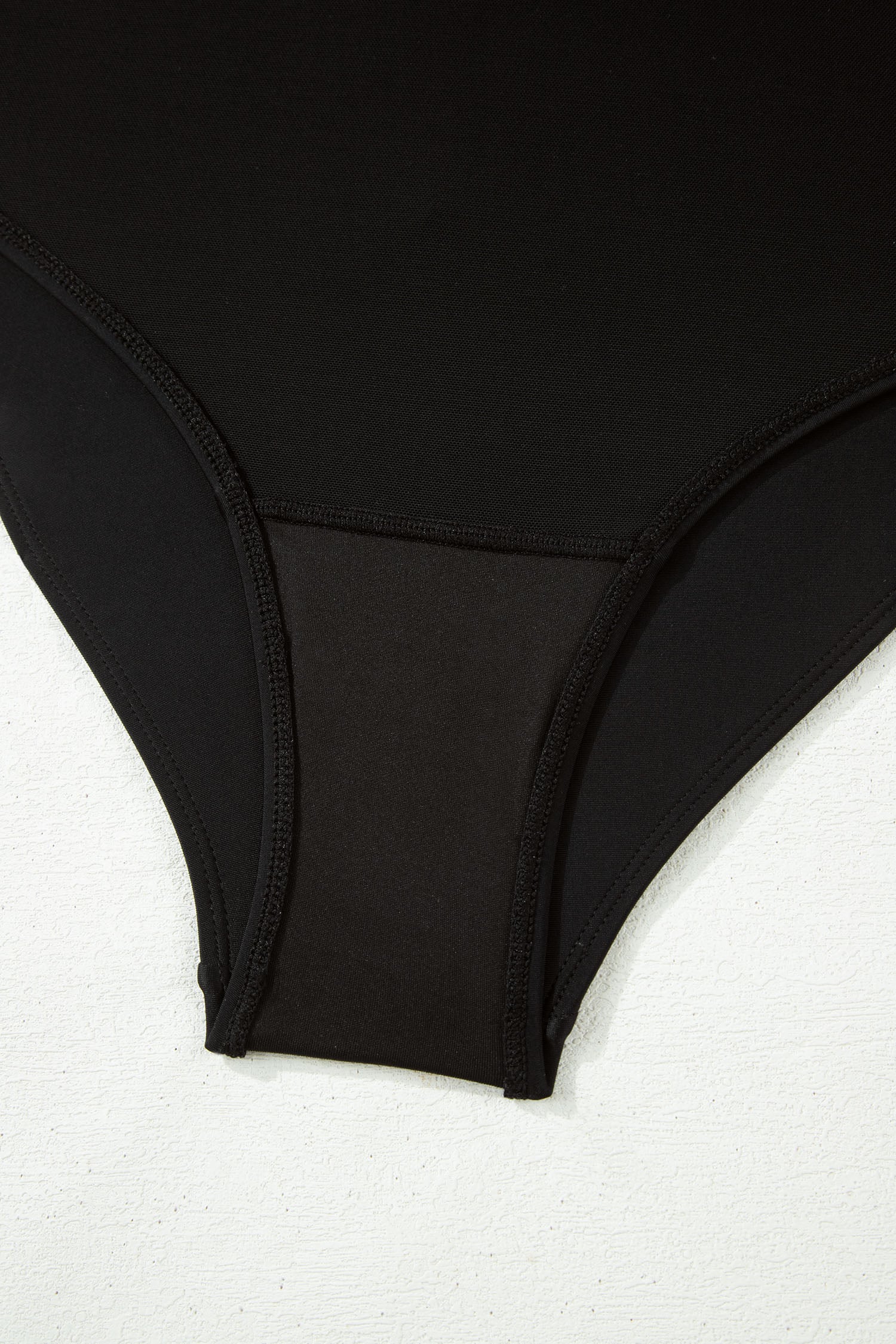 Black Contrast Trim Lace-up Back One Piece Swimsuit