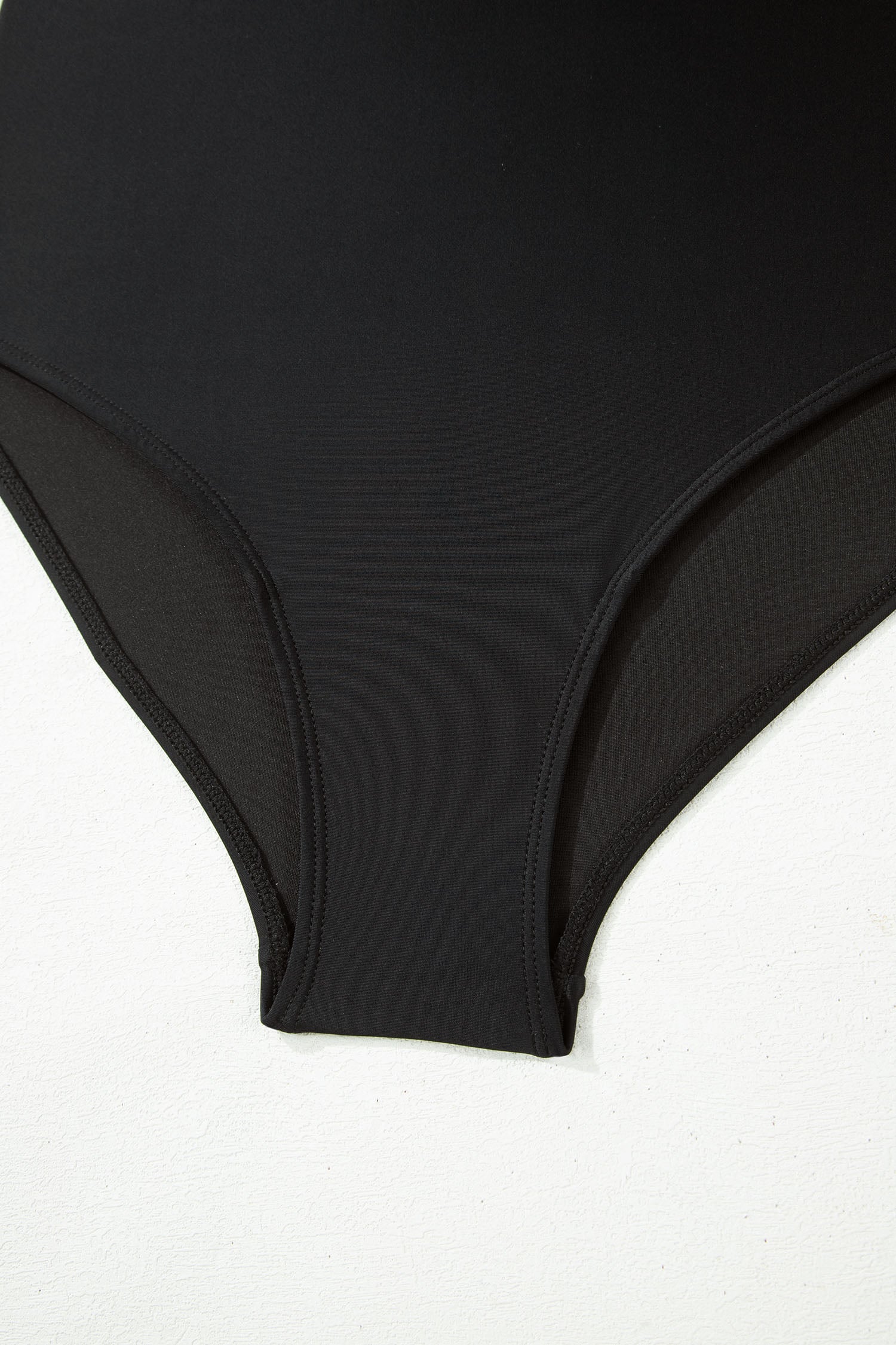 Black Contrast Trim Lace-up Back One Piece Swimsuit
