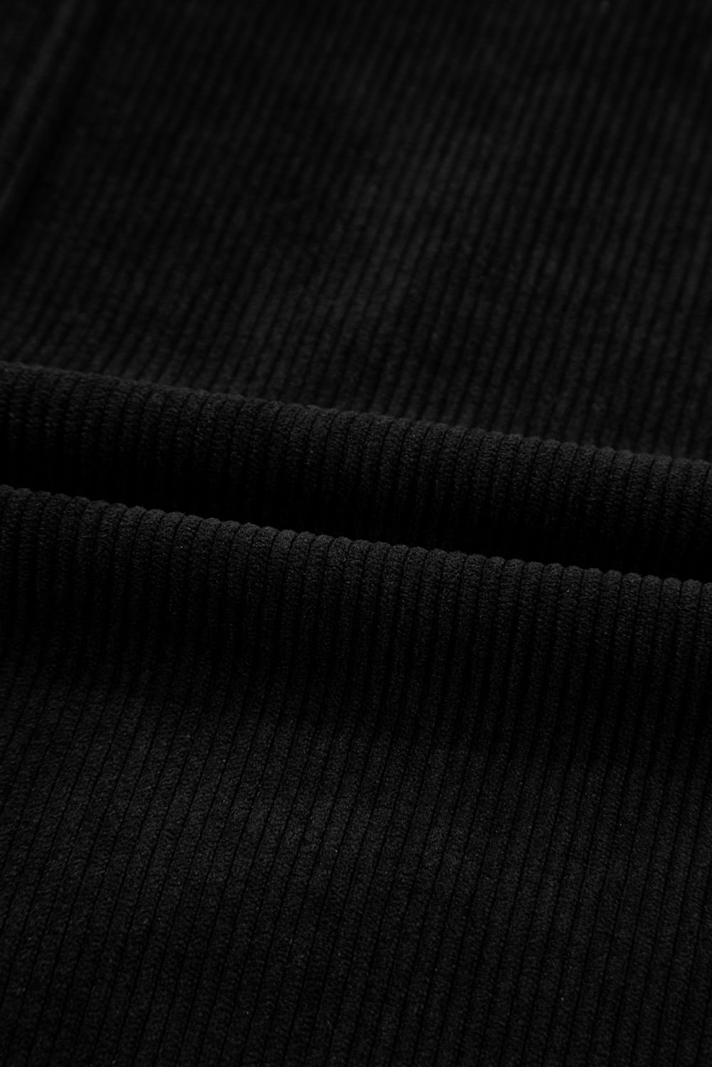 Black Corduroy Sleeveless Mini Dress With Patched Pockets