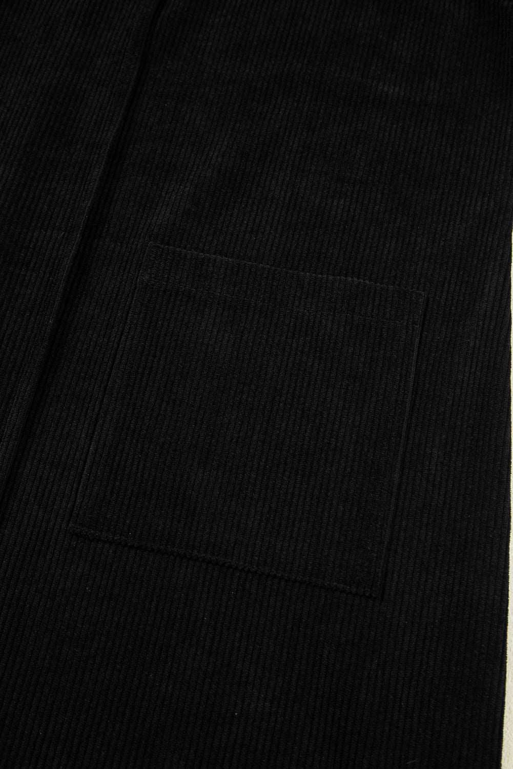 Black Corduroy Sleeveless Mini Dress With Patched Pockets