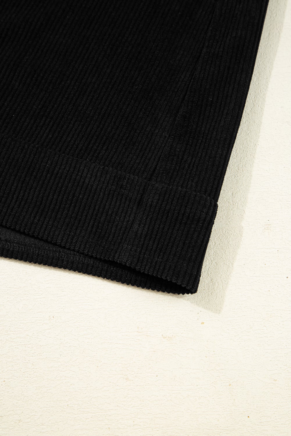 Black Corduroy Sleeveless Mini Dress With Patched Pockets
