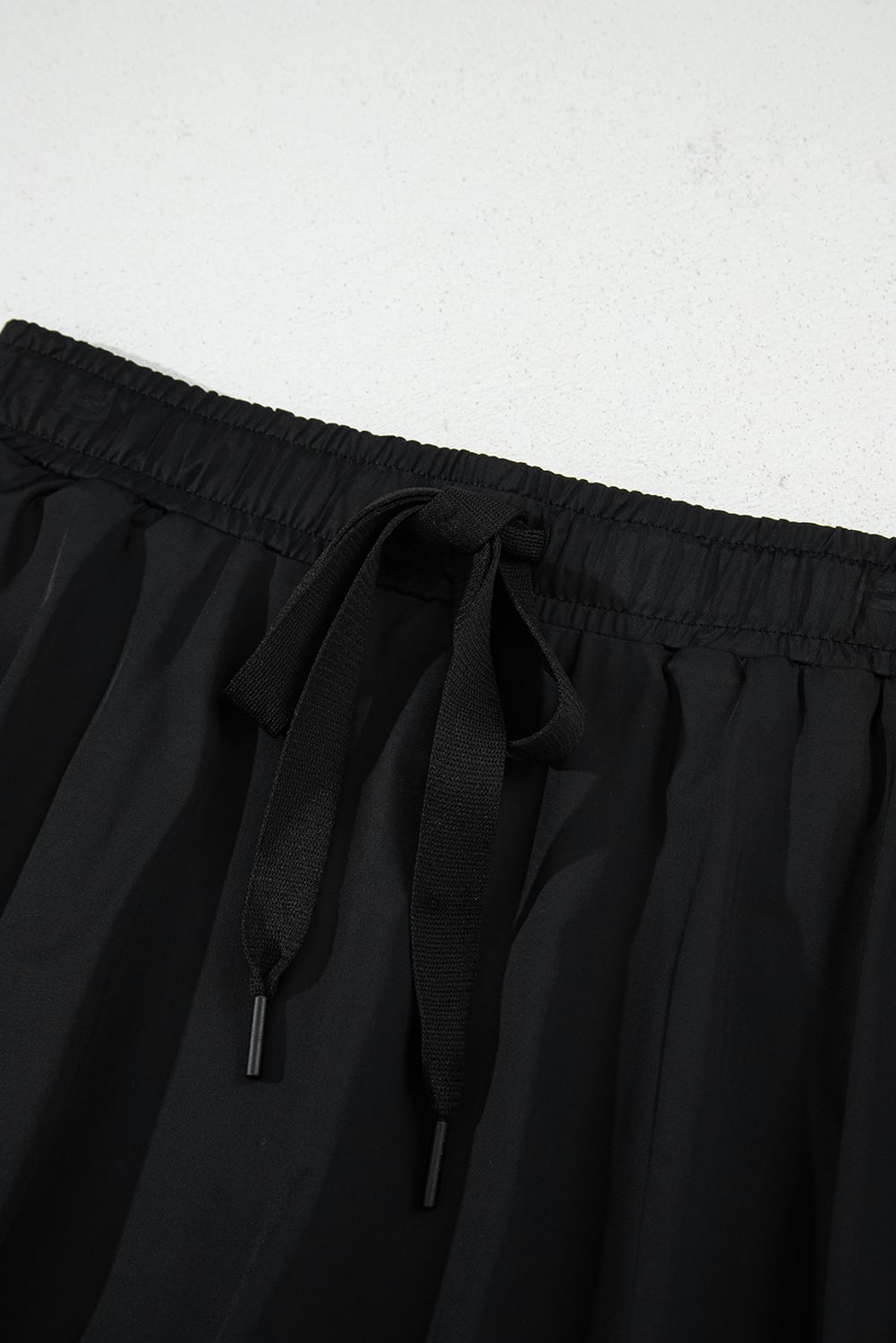 Black Drawstring Elastic Waistband Lined Tennis Skorts